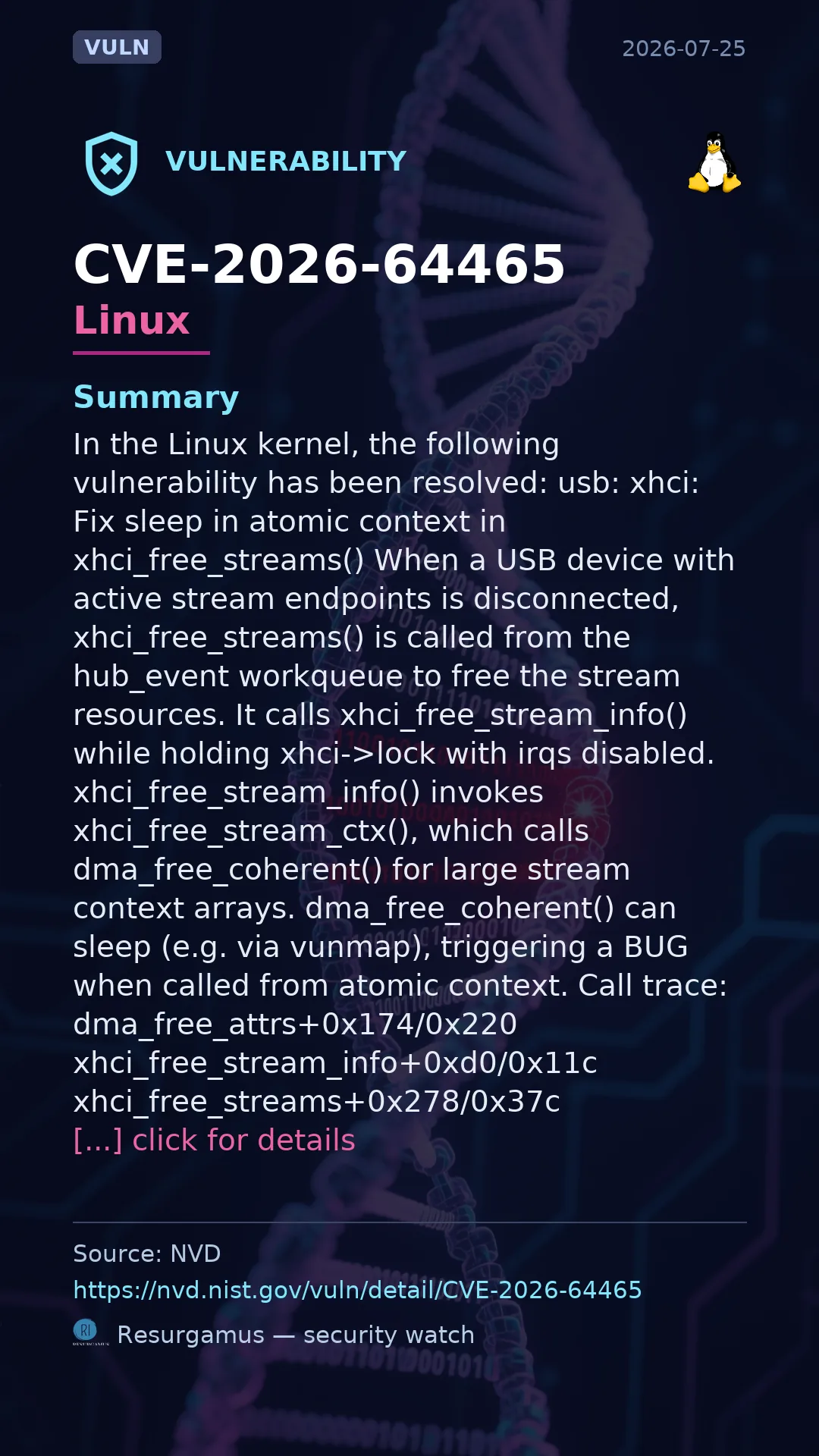 CVE-2026-64465 - Linux vulnerability