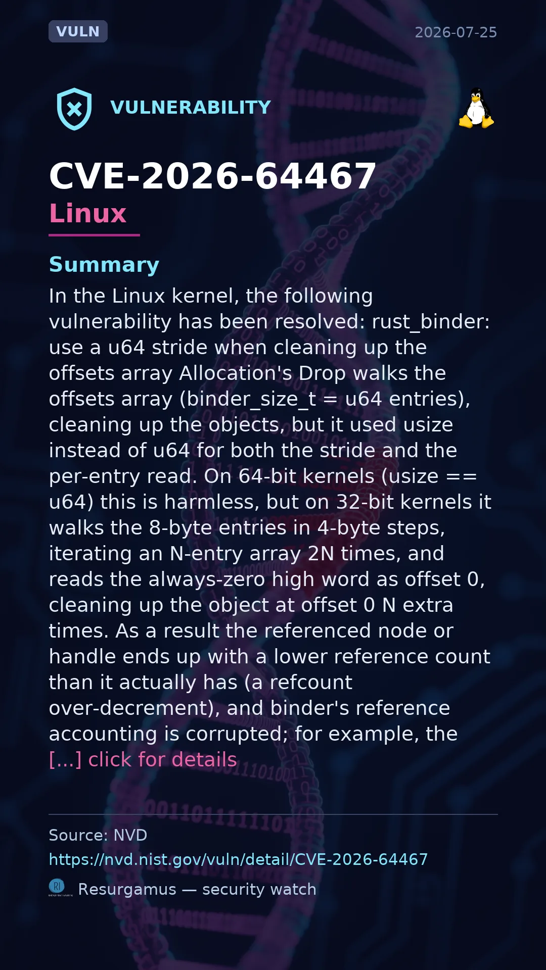 CVE-2026-64467 - Linux vulnerability