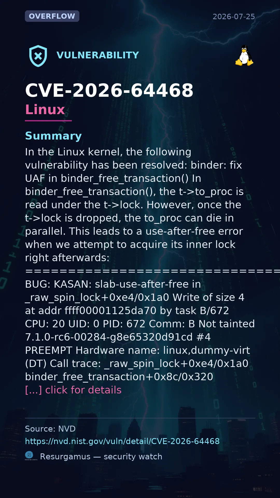 CVE-2026-64468 - Linux vulnerability