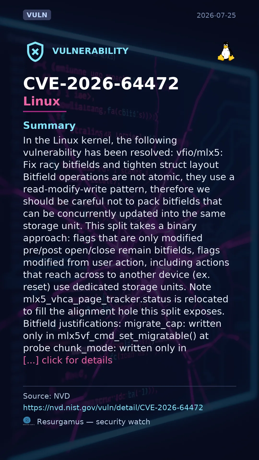 CVE-2026-64472 - Linux vulnerability