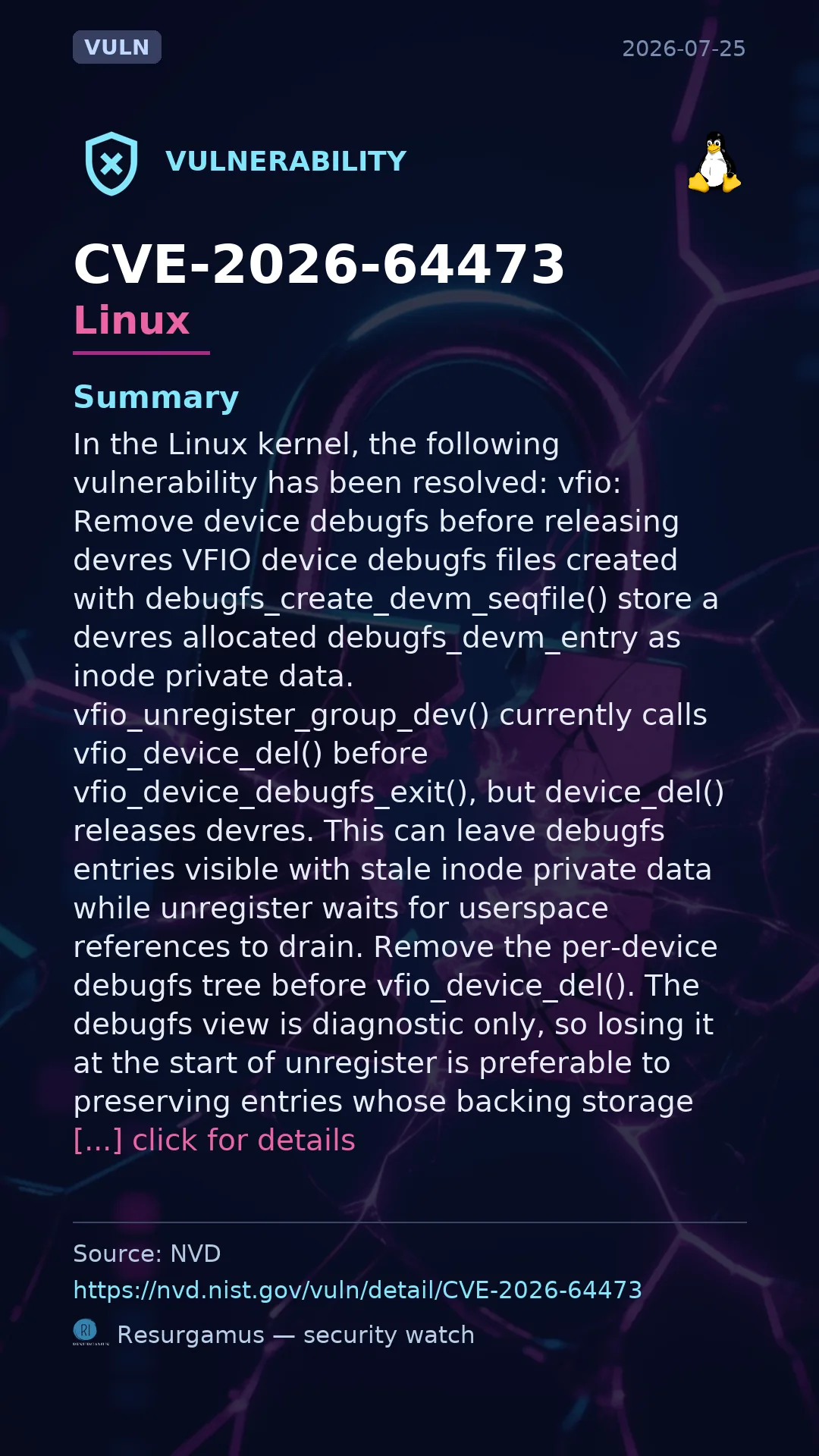 CVE-2026-64473 - Linux vulnerability