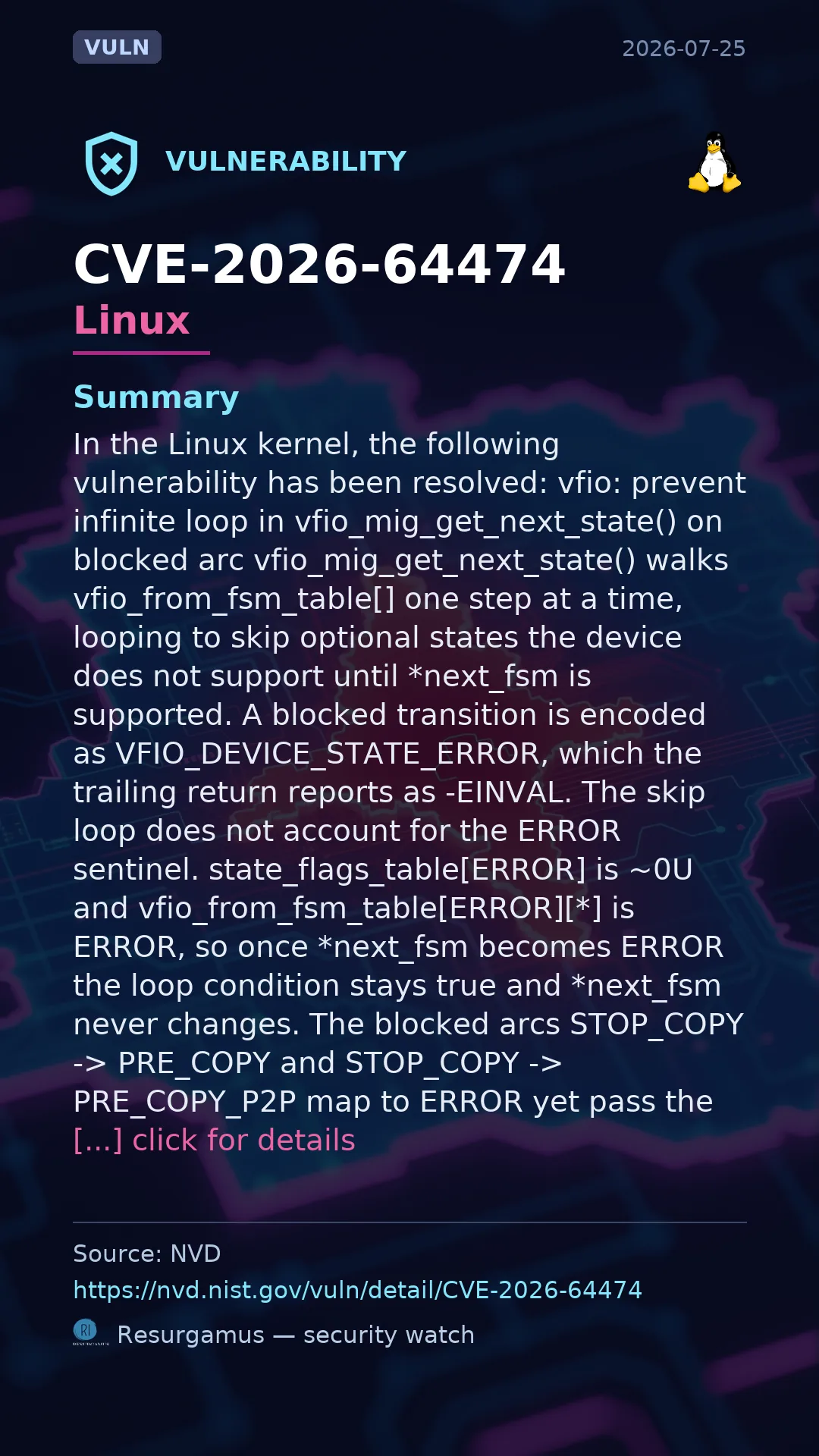 CVE-2026-64474 - Linux vulnerability