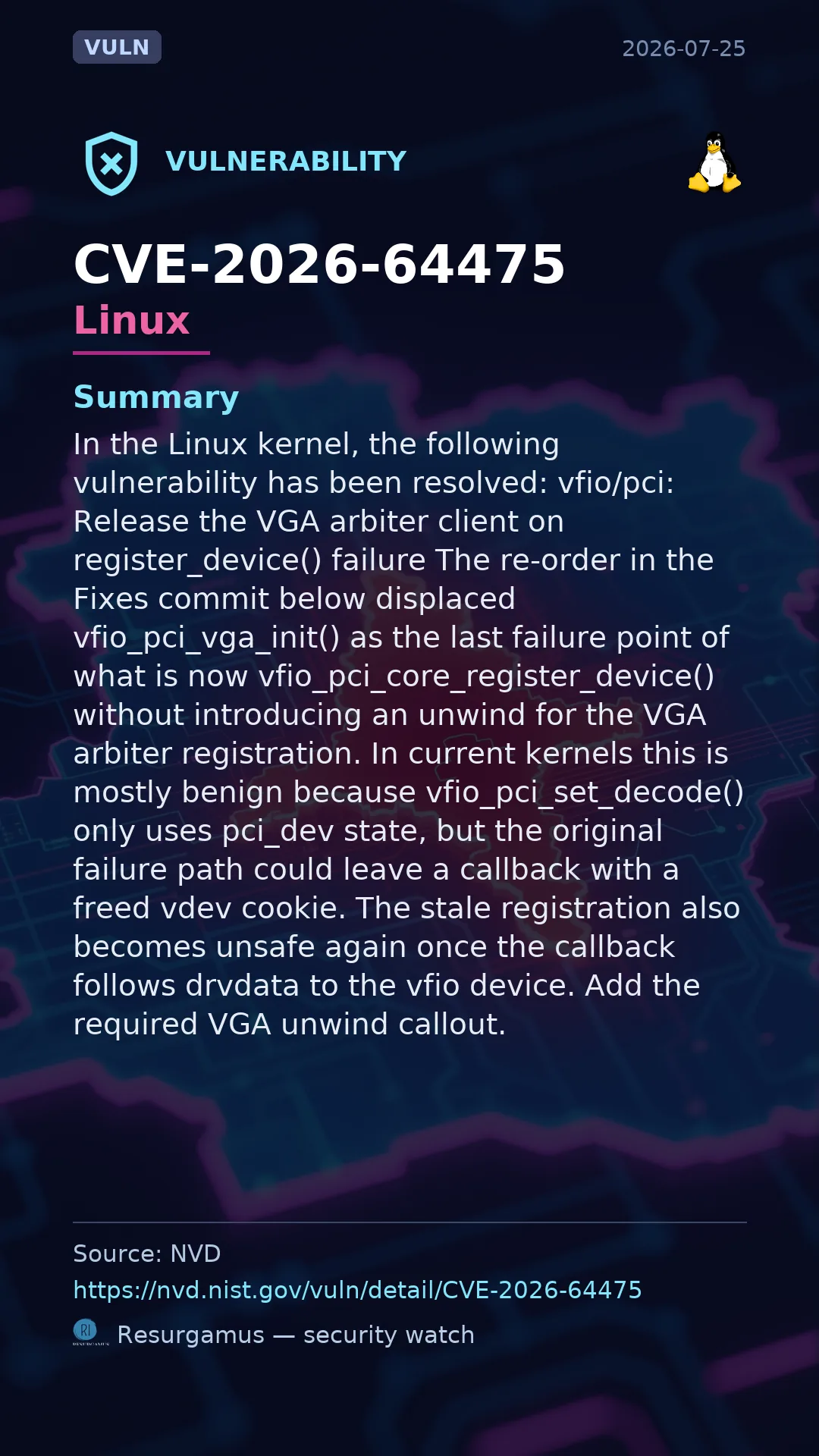 CVE-2026-64475 - Linux vulnerability