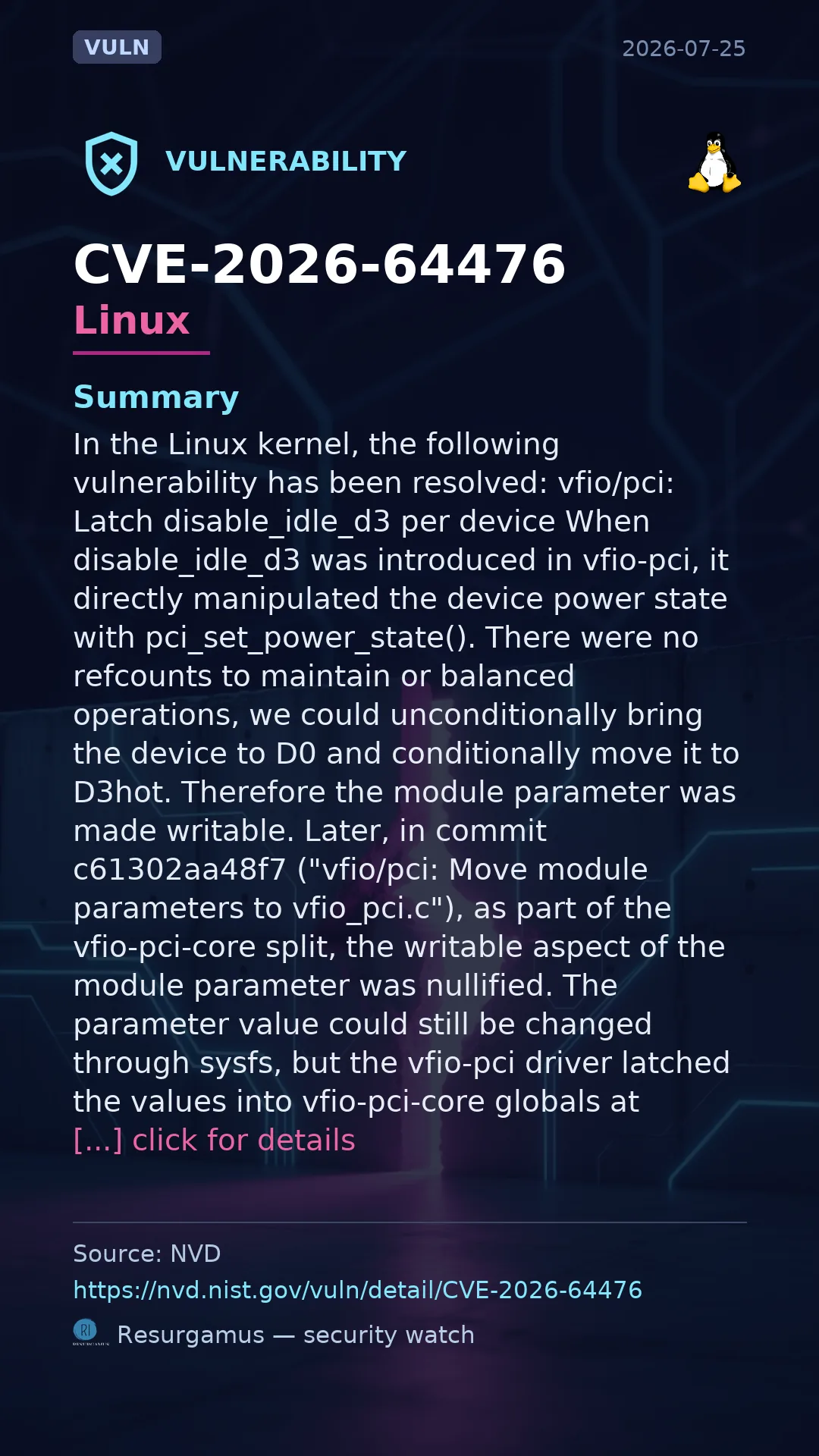 CVE-2026-64476 - Linux vulnerability