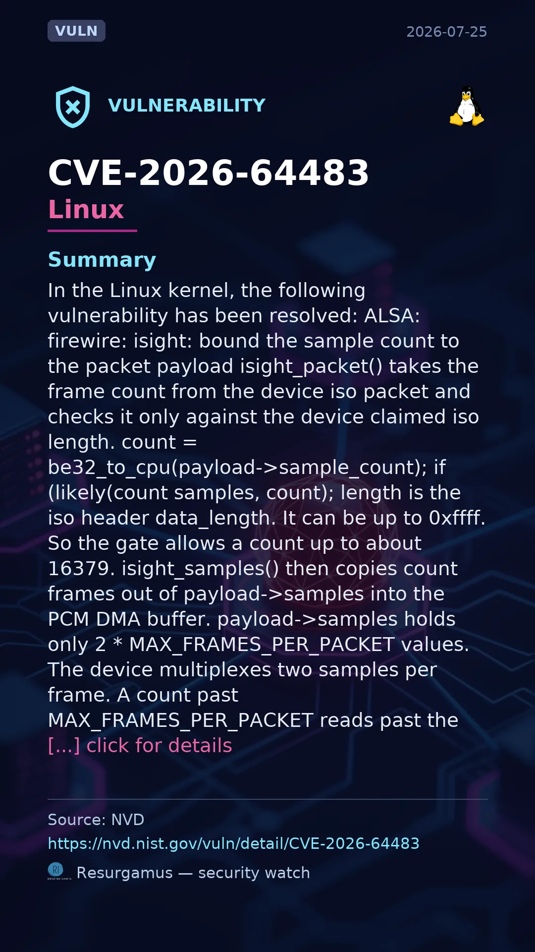 CVE-2026-64483 - Linux vulnerability
