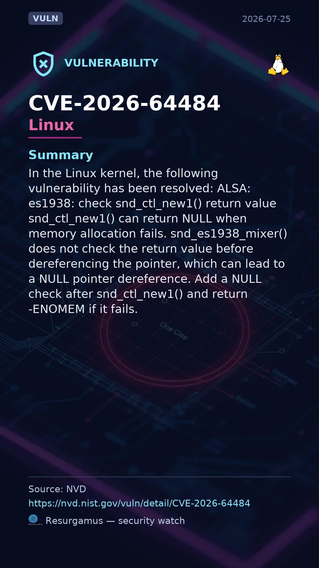 CVE-2026-64484 - Linux vulnerability