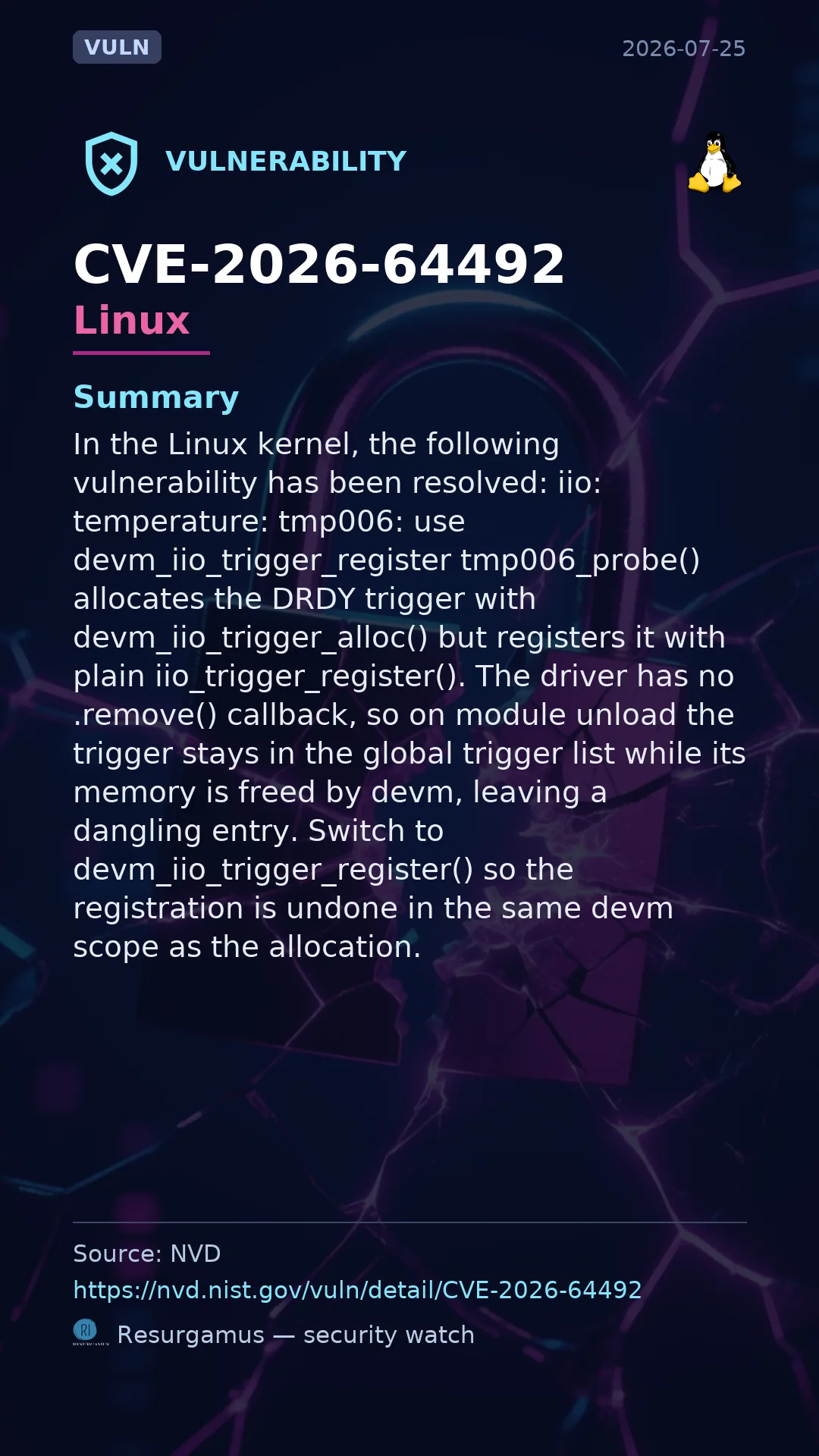 CVE-2026-64492 - Linux vulnerability
