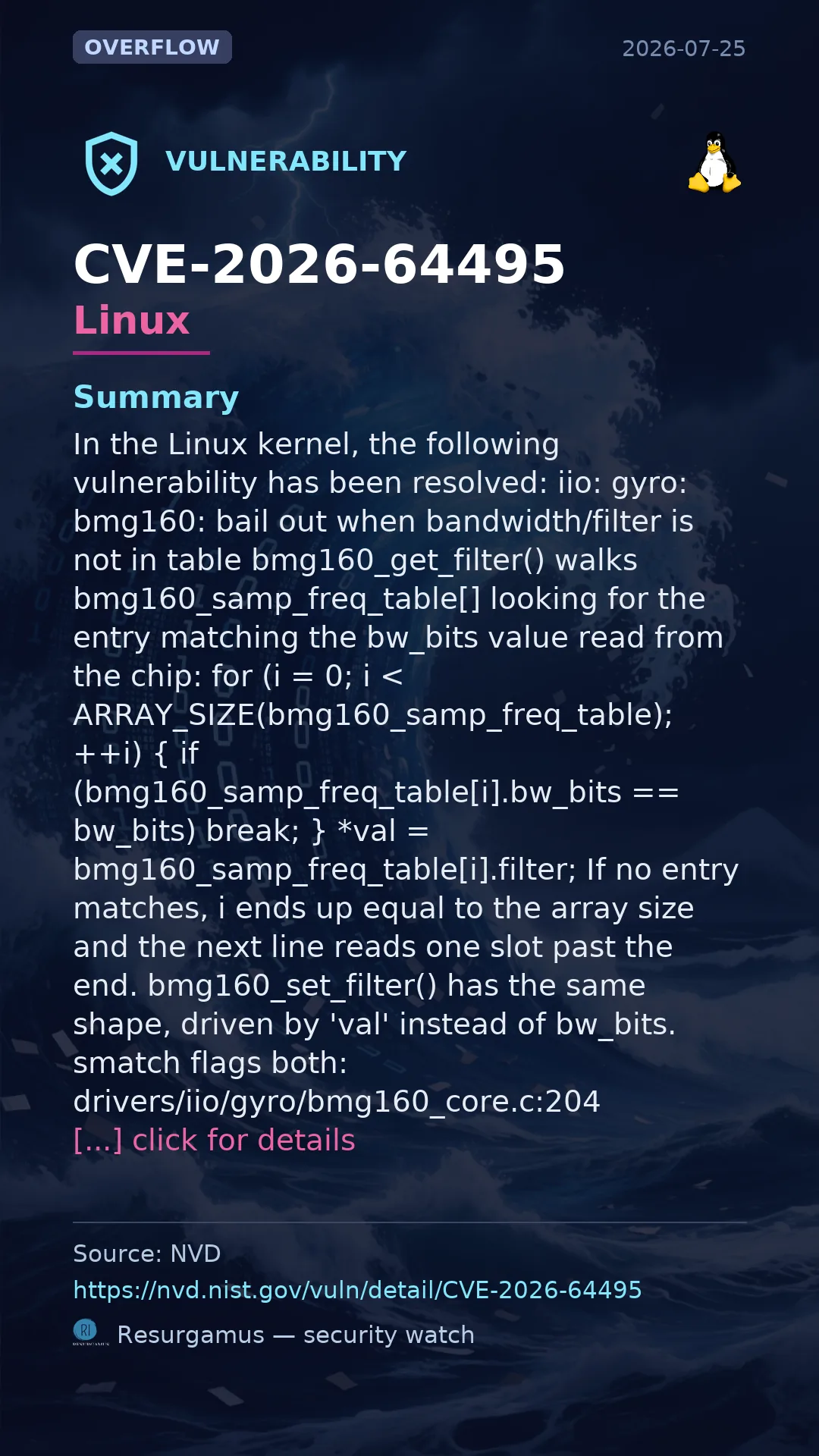 CVE-2026-64495 - Linux vulnerability