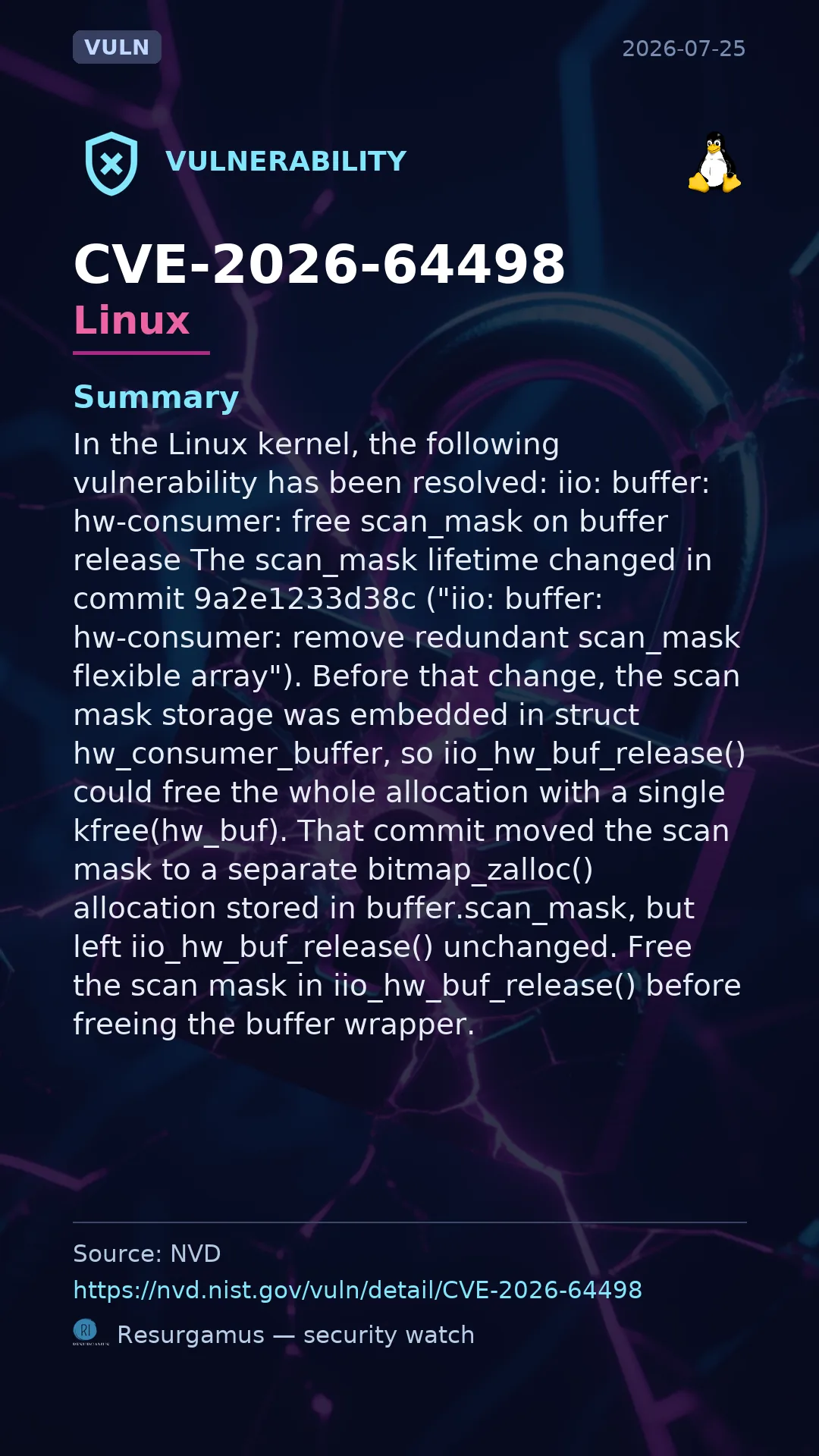 CVE-2026-64498 - Linux vulnerability