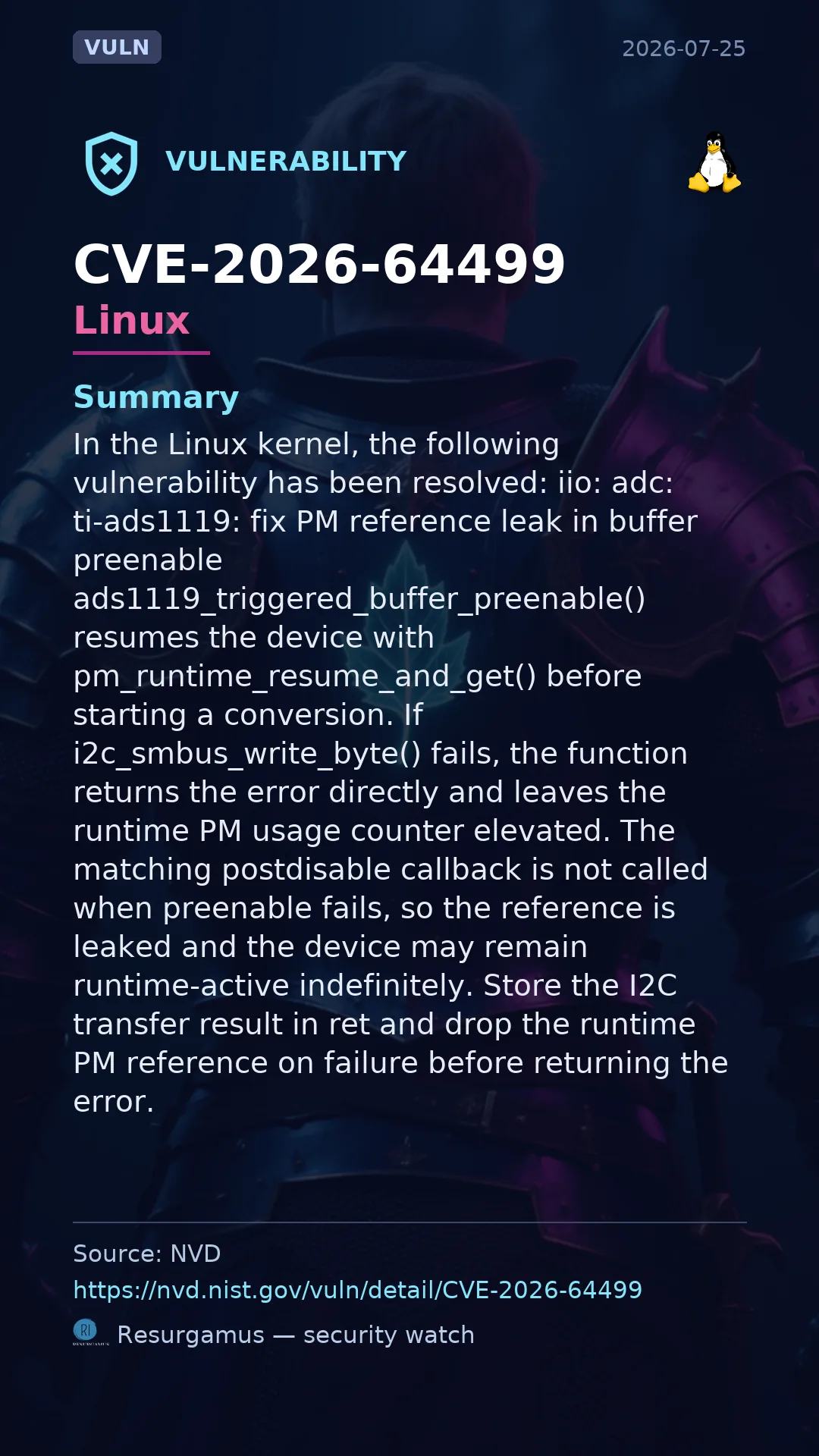 CVE-2026-64499 - Linux vulnerability