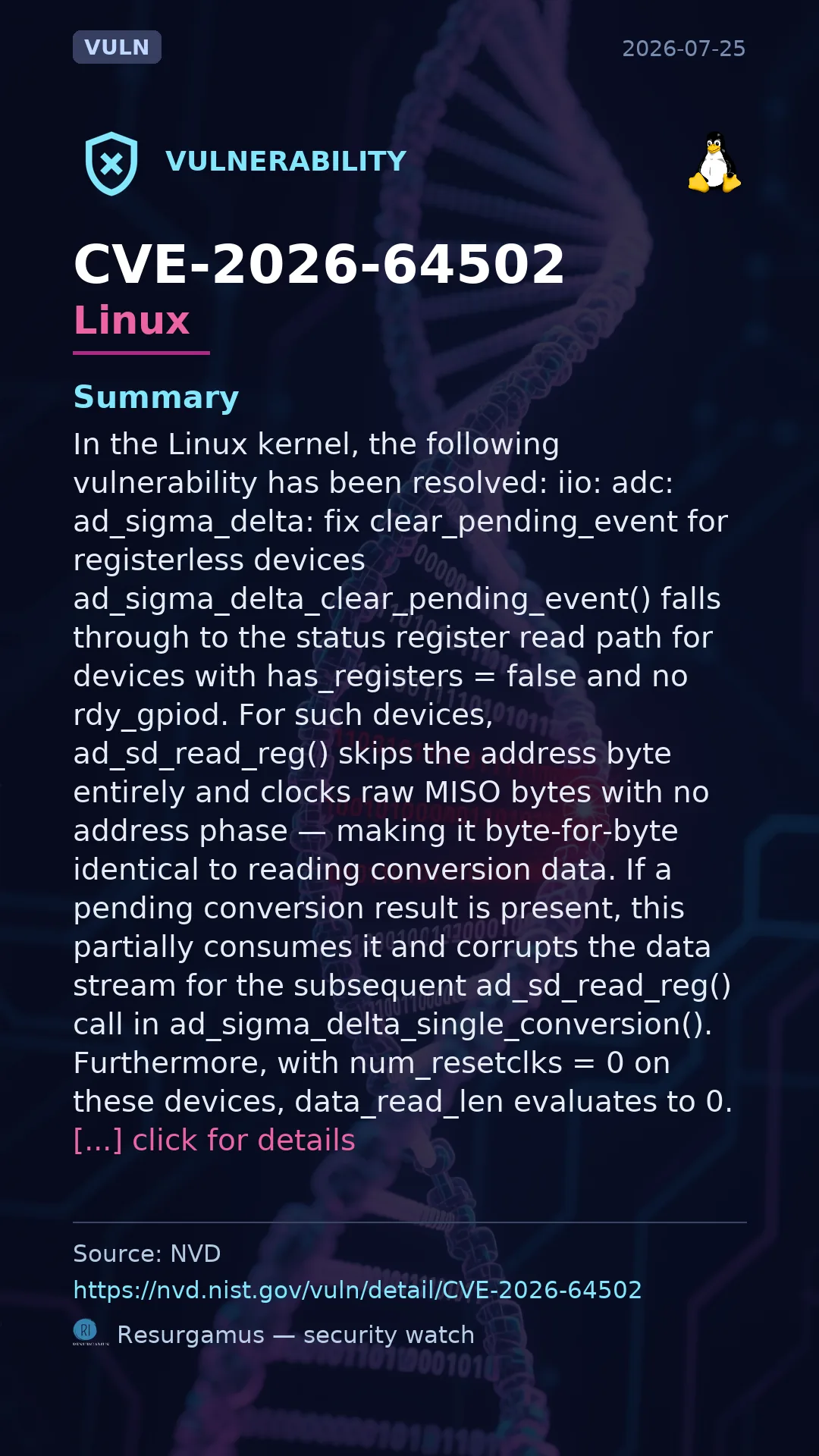 CVE-2026-64502 - Linux vulnerability