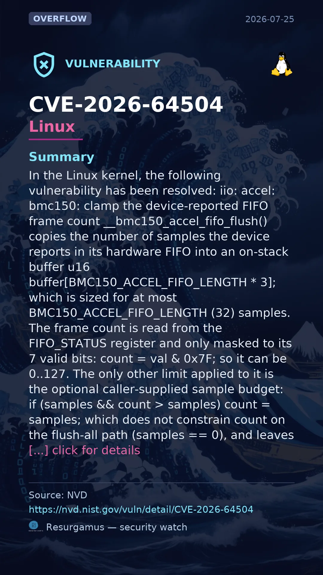 CVE-2026-64504 - Linux vulnerability