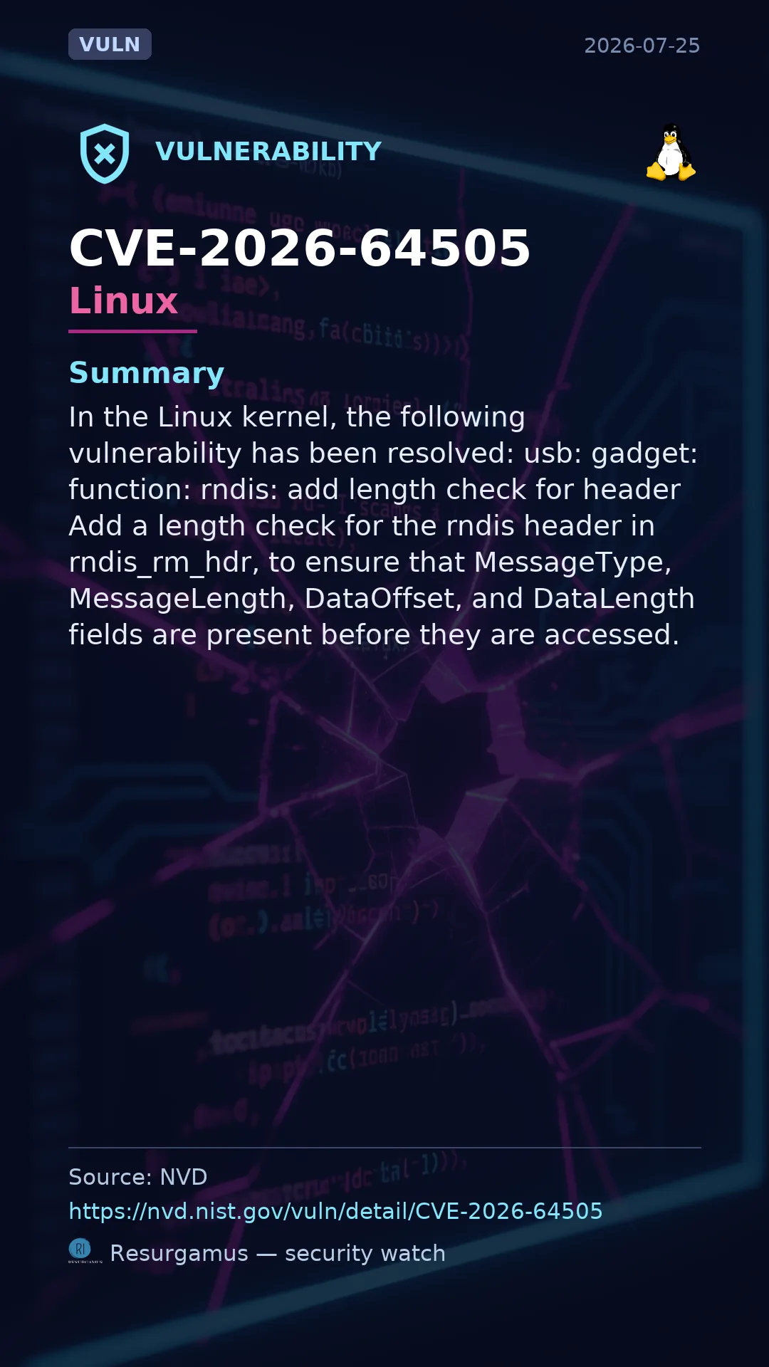 CVE-2026-64505 - Linux vulnerability