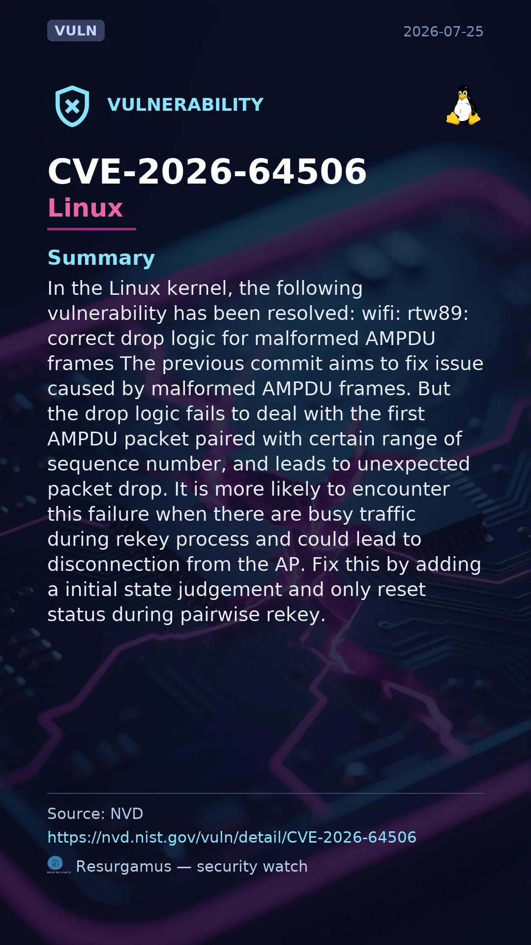 CVE-2026-64506 - Linux vulnerability