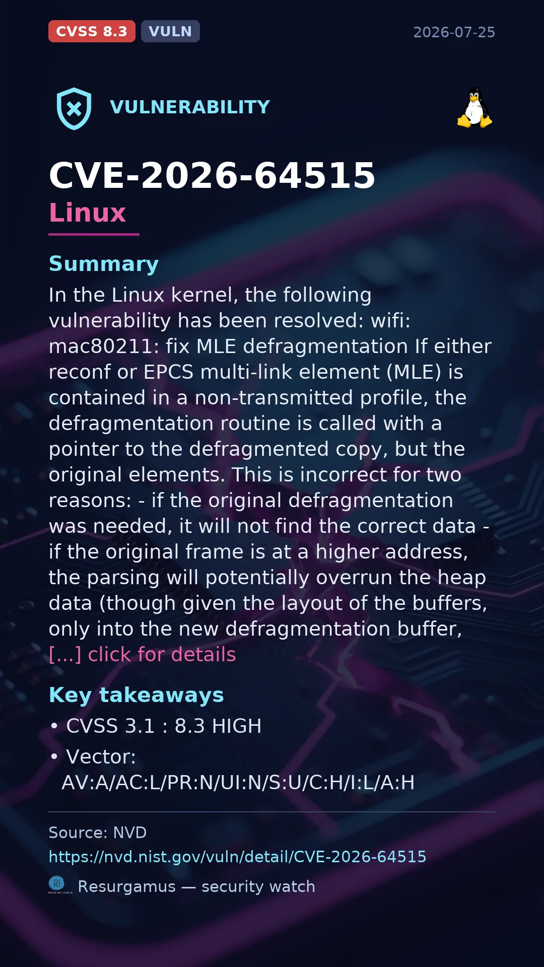 CVE-2026-64515 - Linux vulnerability