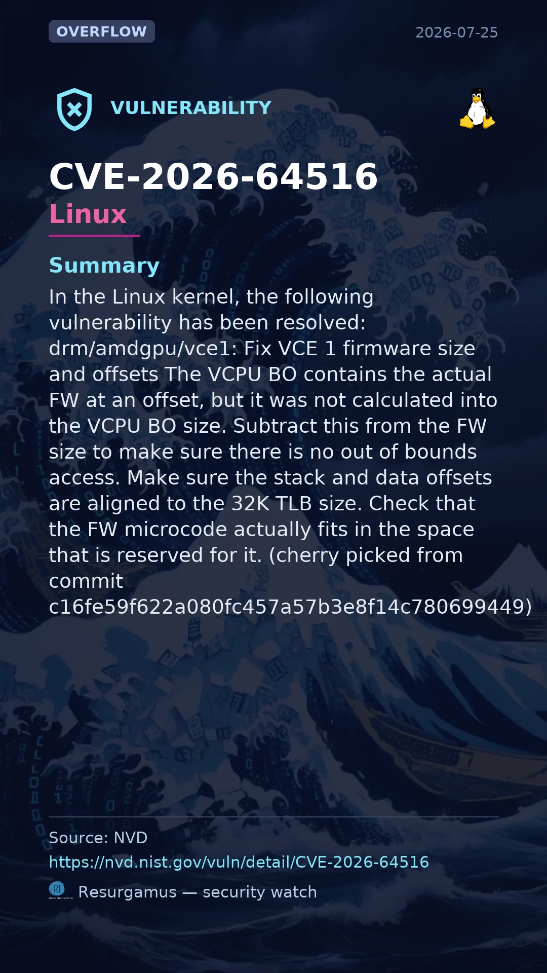 CVE-2026-64516 - Linux vulnerability