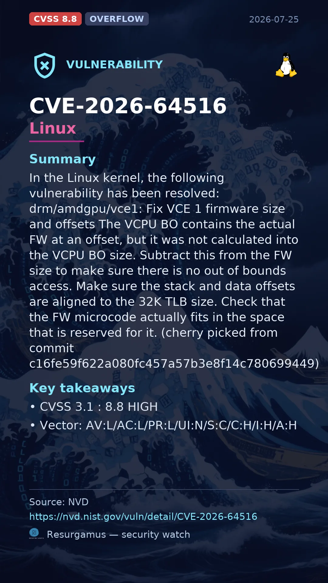 CVE-2026-64516 - Linux vulnerability