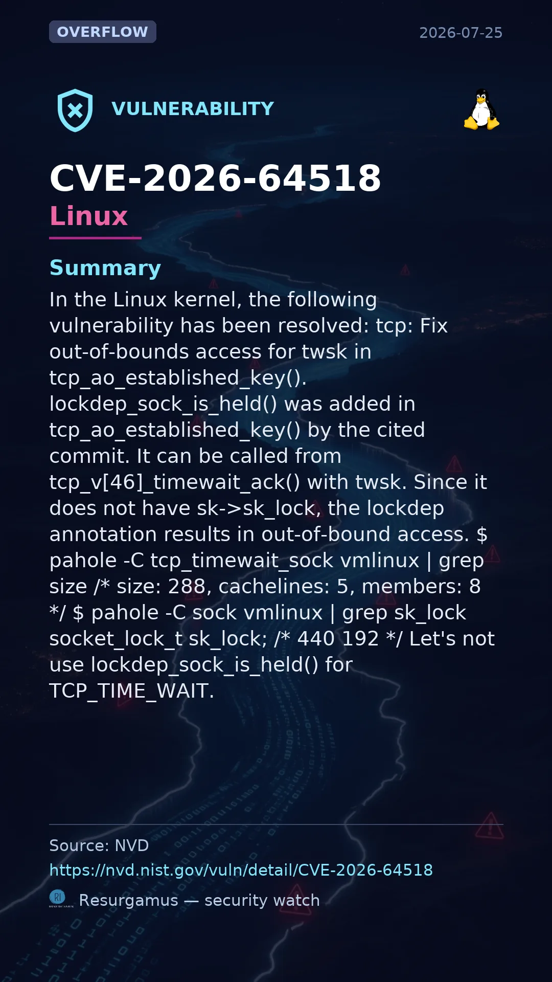 CVE-2026-64518 - Linux vulnerability