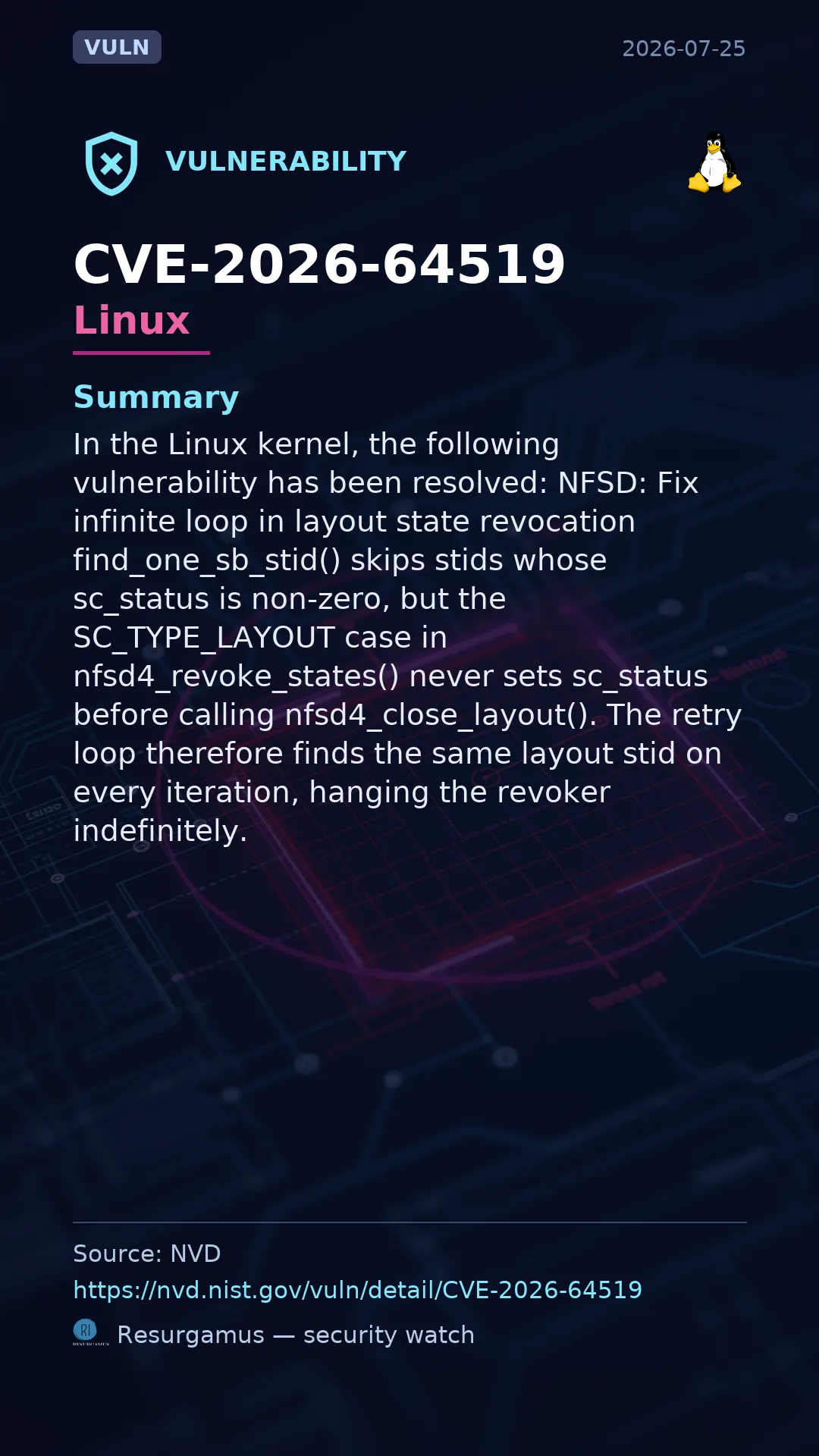 CVE-2026-64519 - Linux vulnerability