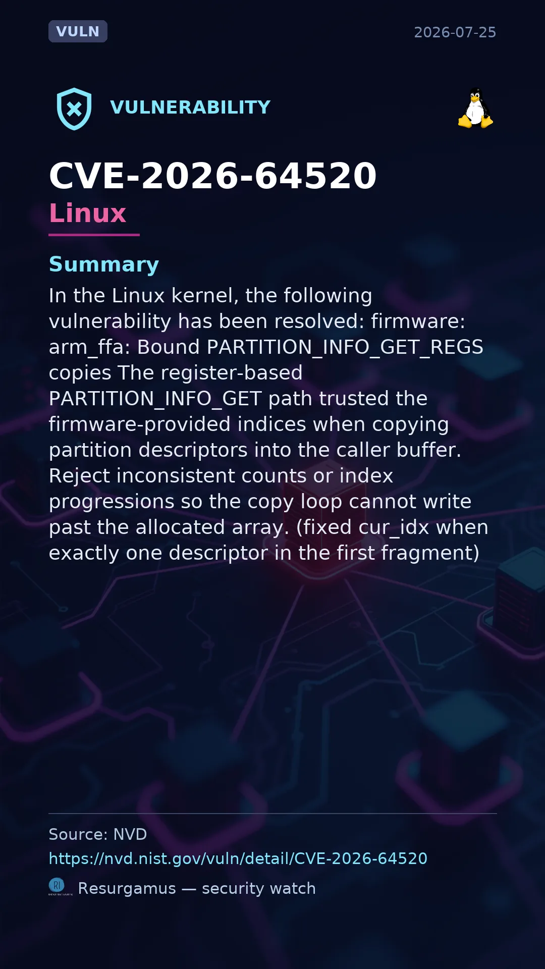 CVE-2026-64520 - Linux vulnerability