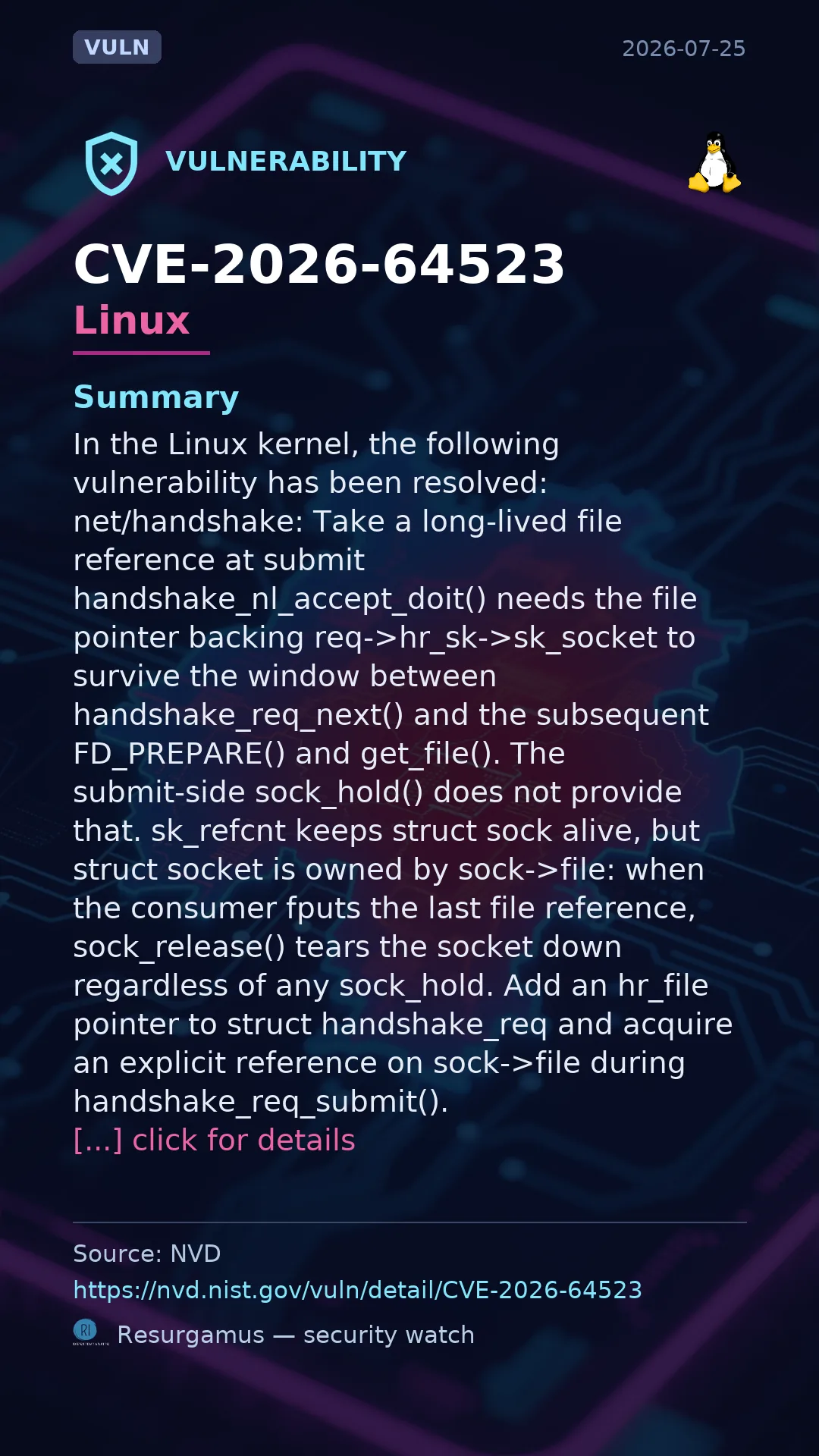CVE-2026-64523 - Linux vulnerability