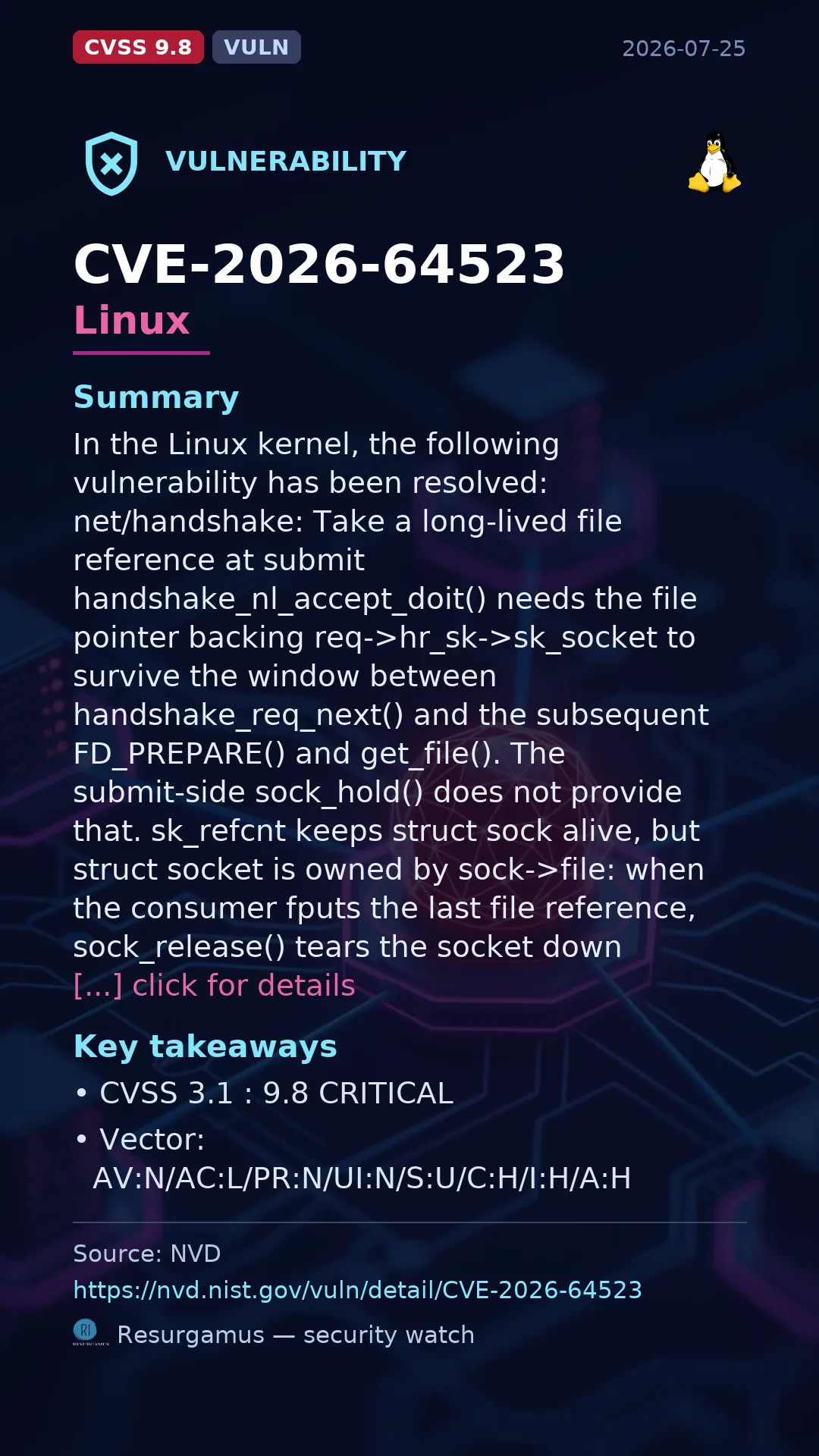 CVE-2026-64523 - Linux vulnerability