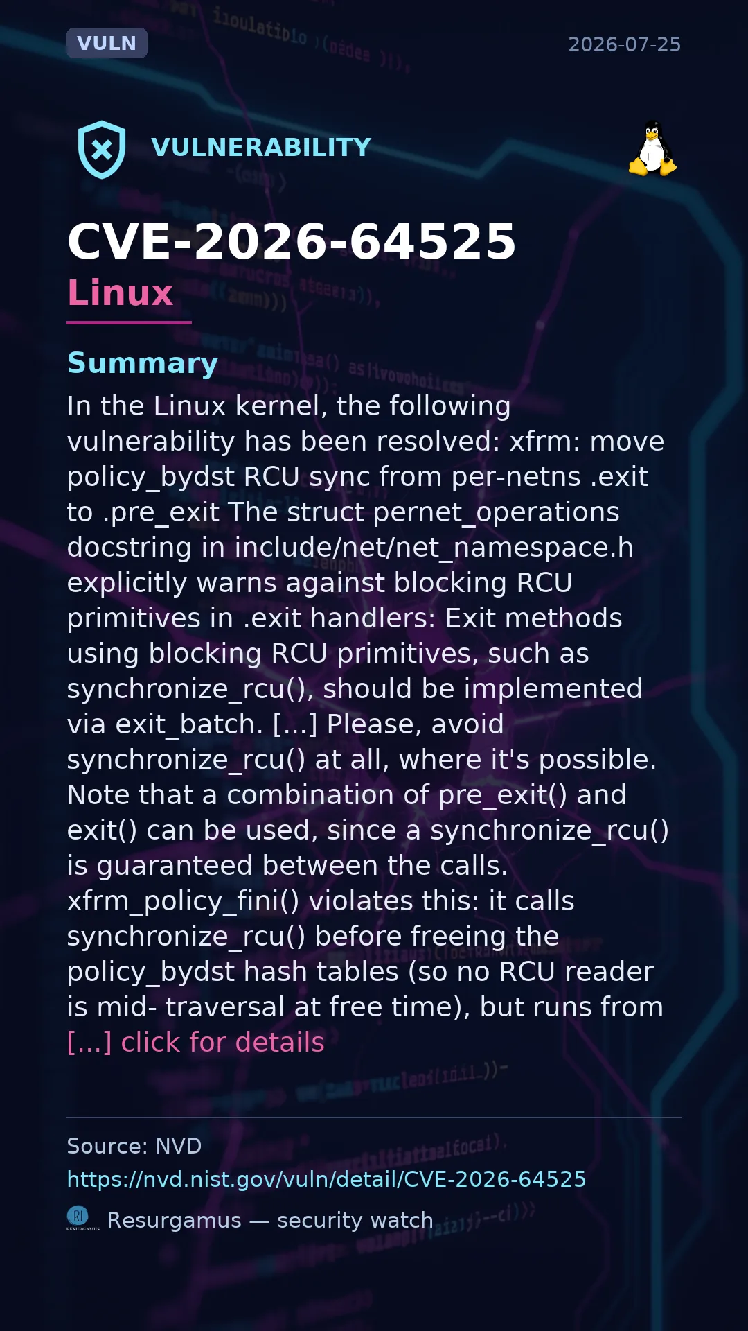 CVE-2026-64525 - Linux vulnerability