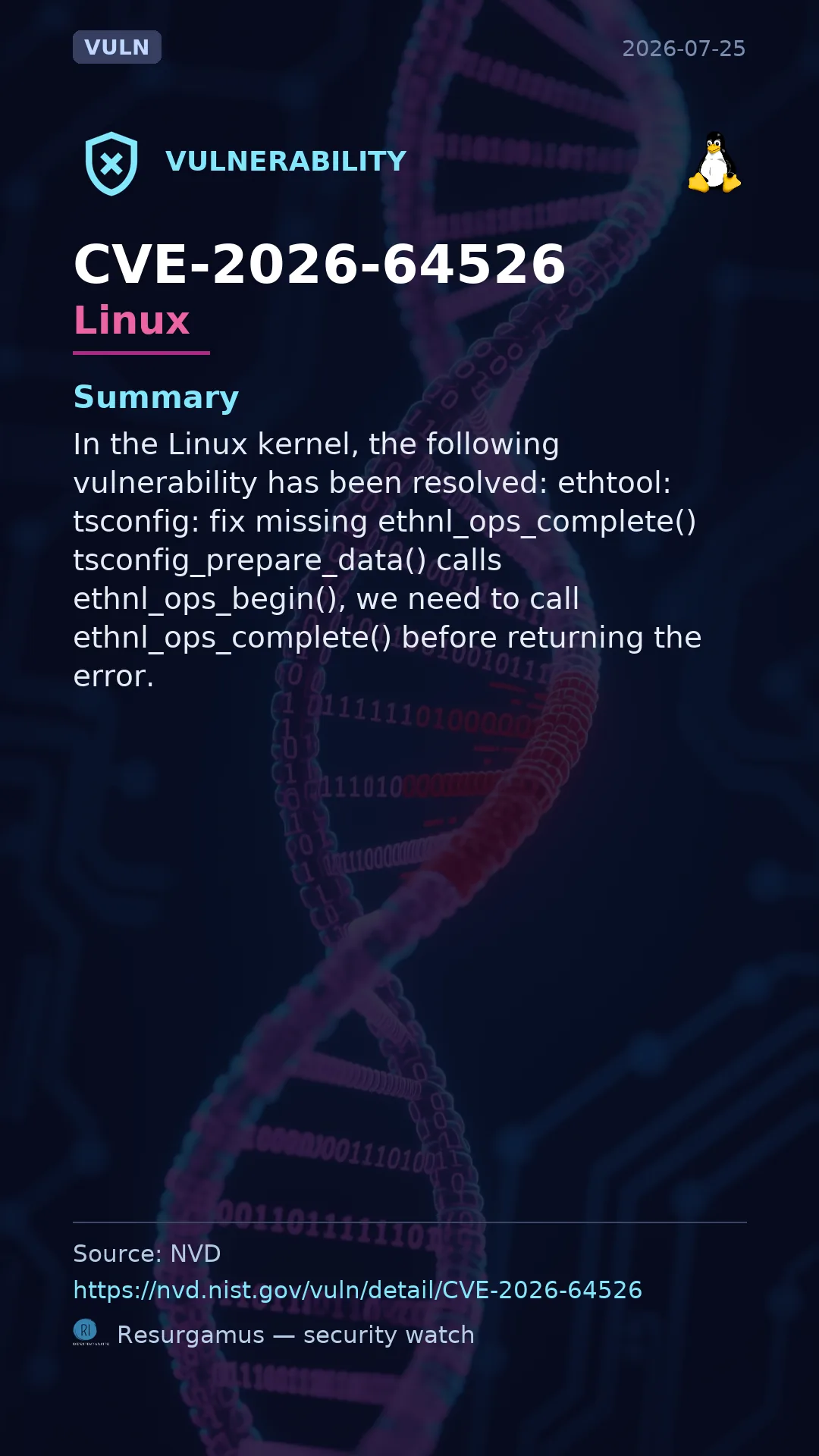CVE-2026-64526 - Linux vulnerability