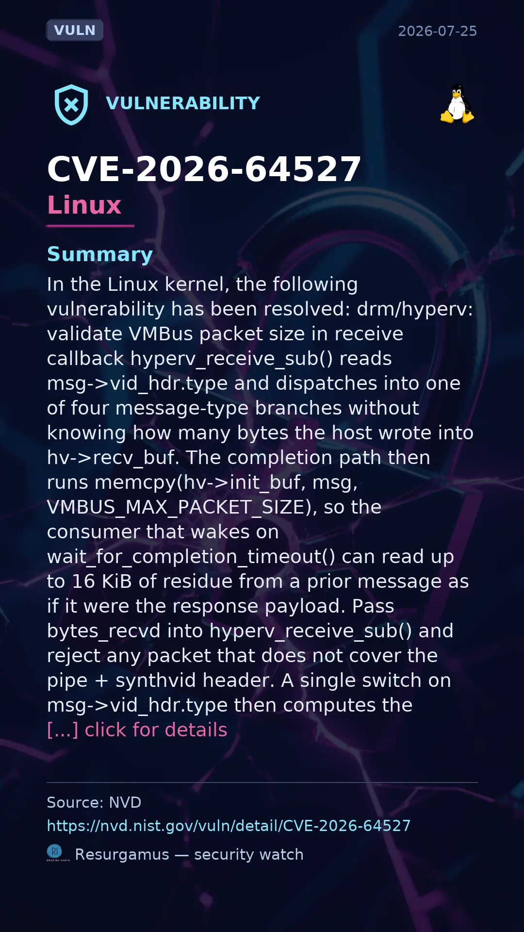 CVE-2026-64527 - Linux vulnerability