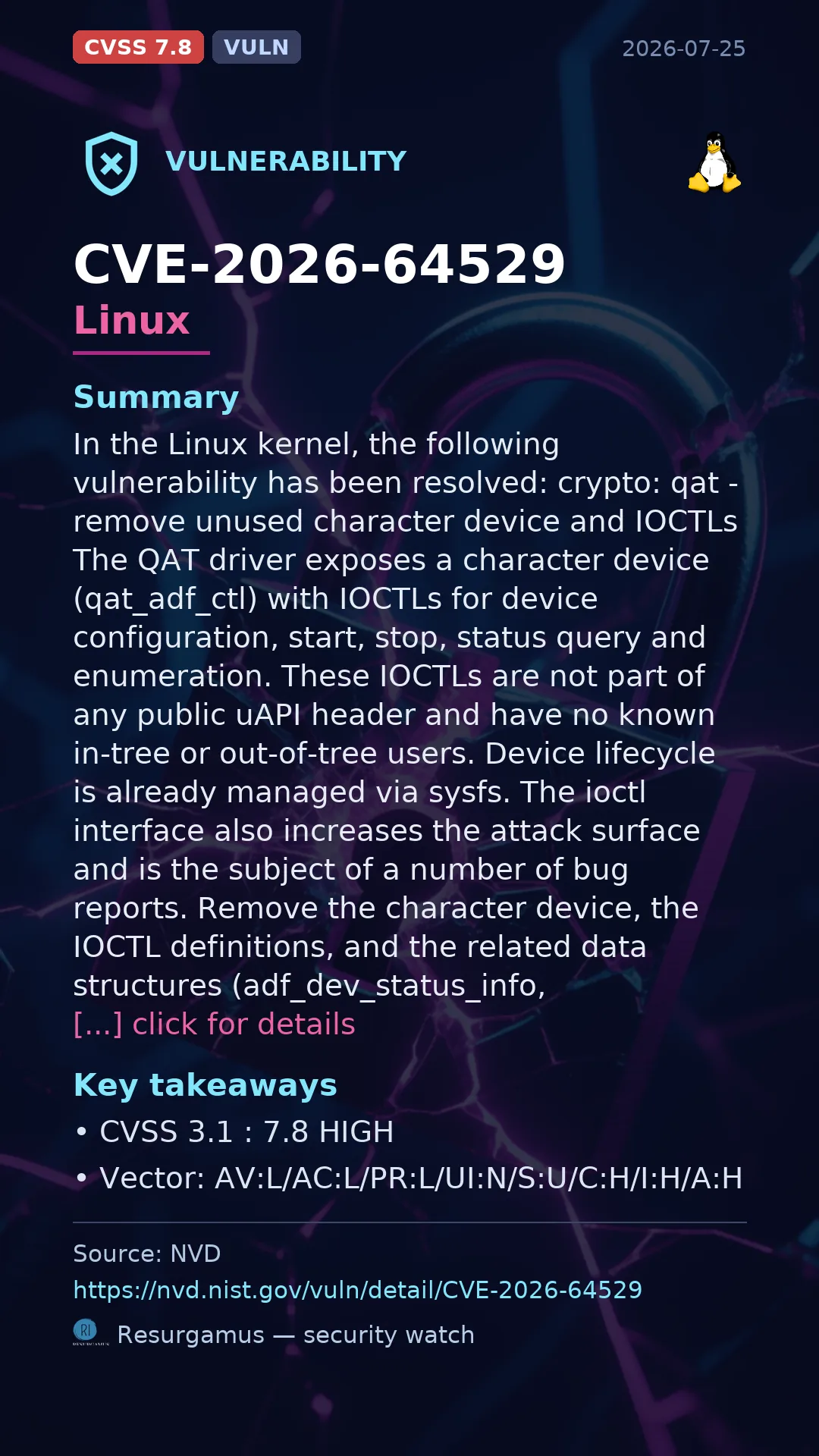 CVE-2026-64529 - Linux vulnerability