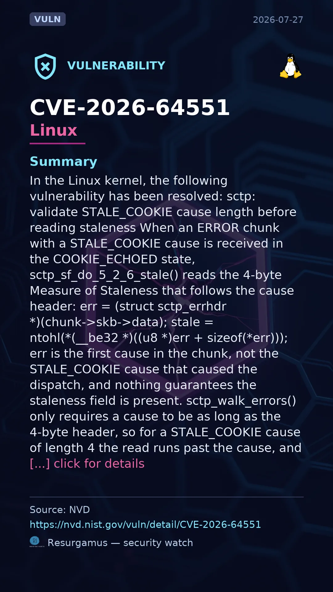 CVE-2026-64551 Linux Vulnerability