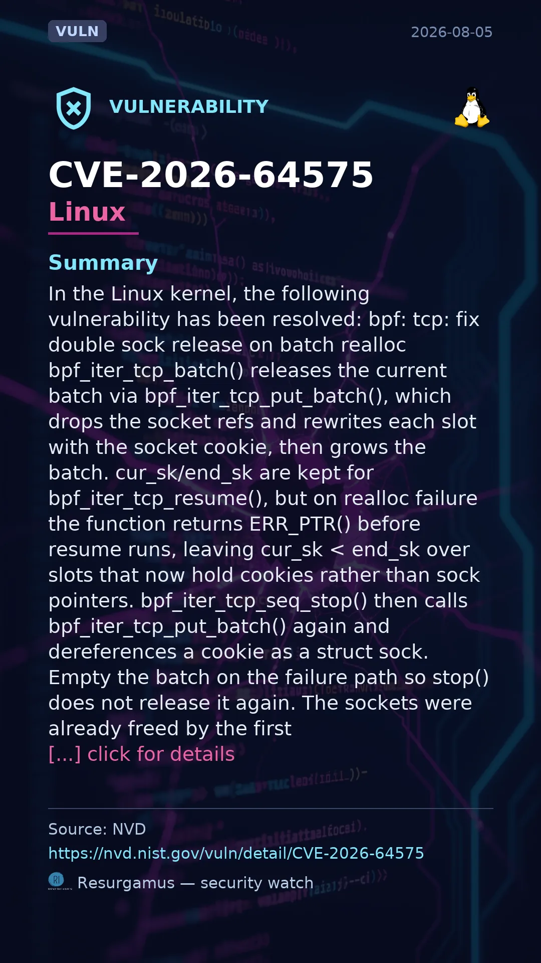 CVE-2026-64575 Linux Vulnerability