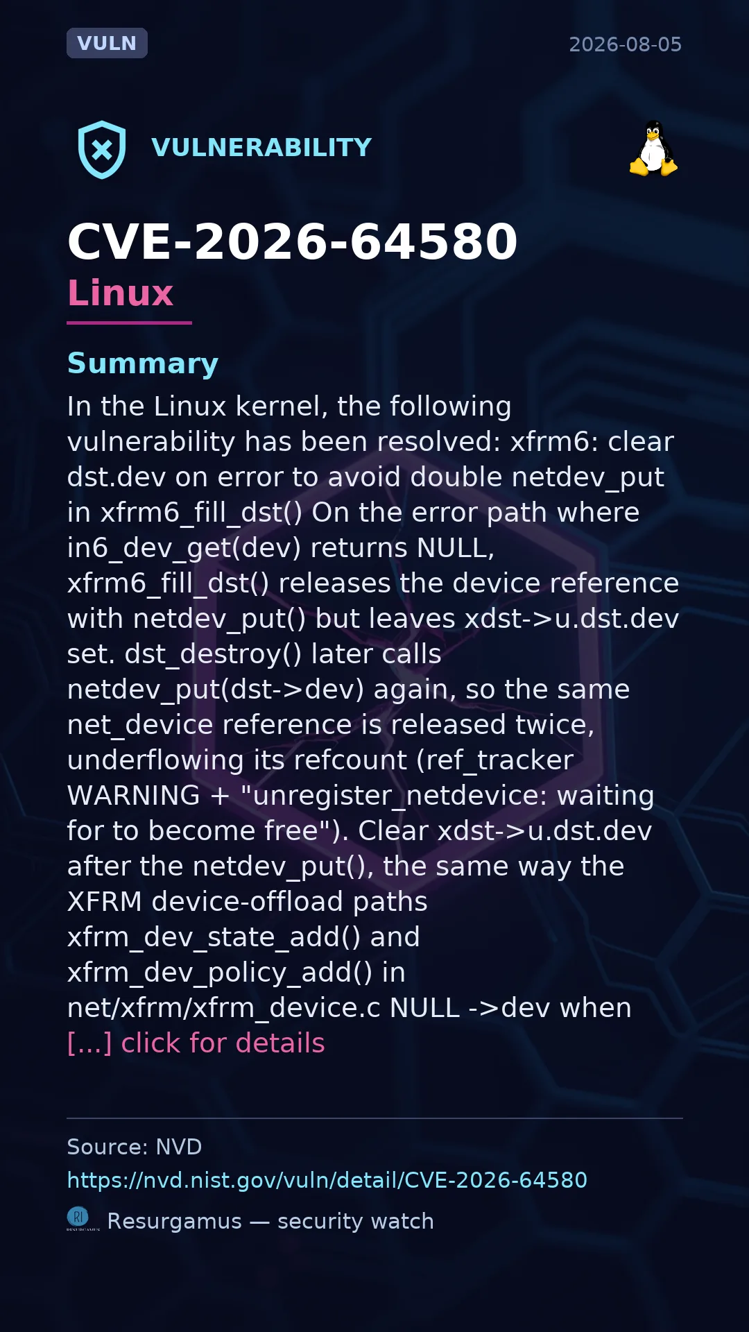 CVE-2026-64580 Linux Vulnerability