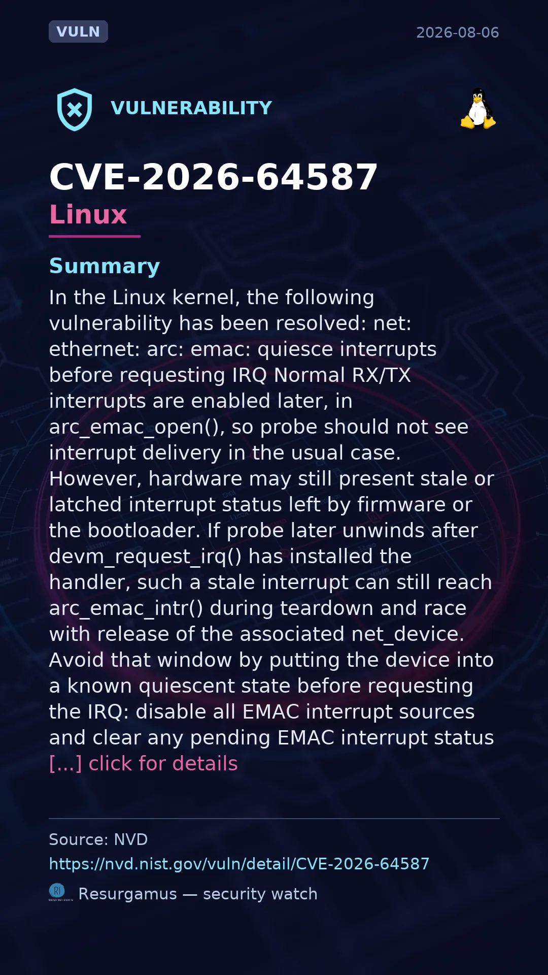 CVE-2026-64587 Linux Vulnerability