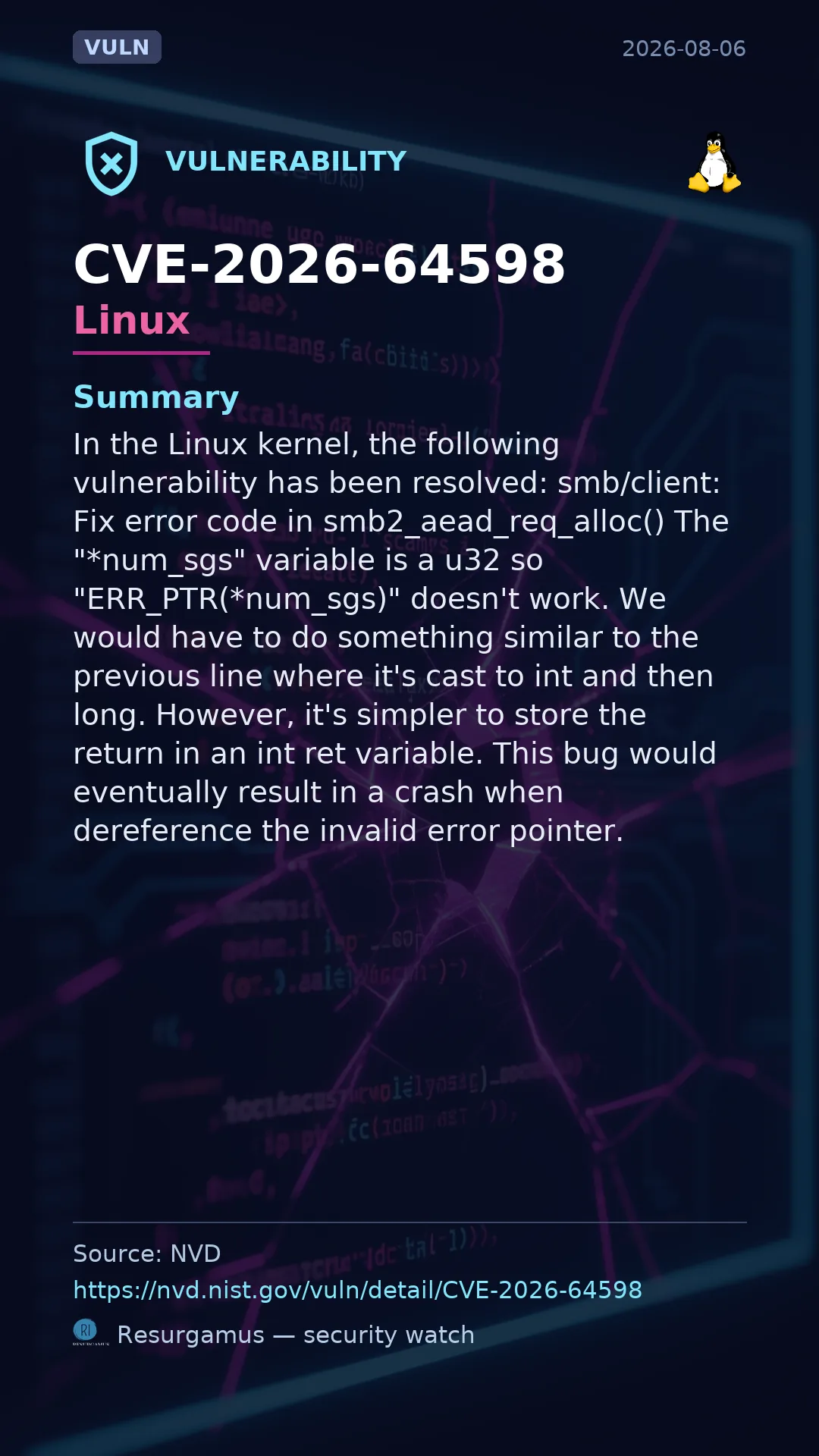 CVE-2026-64598 Linux Vulnerability