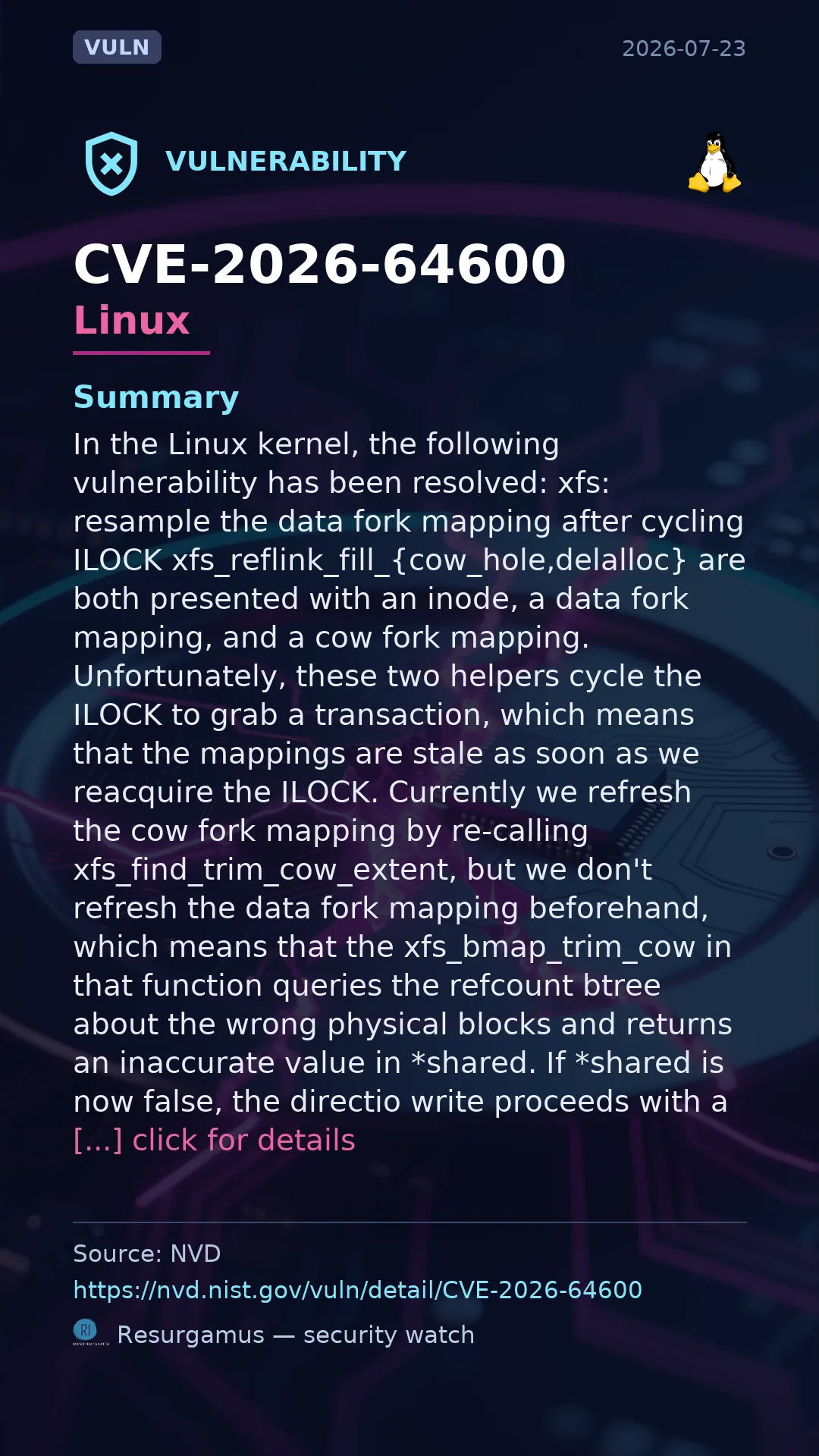 CVE-2026-64600 Linux Vulnerability