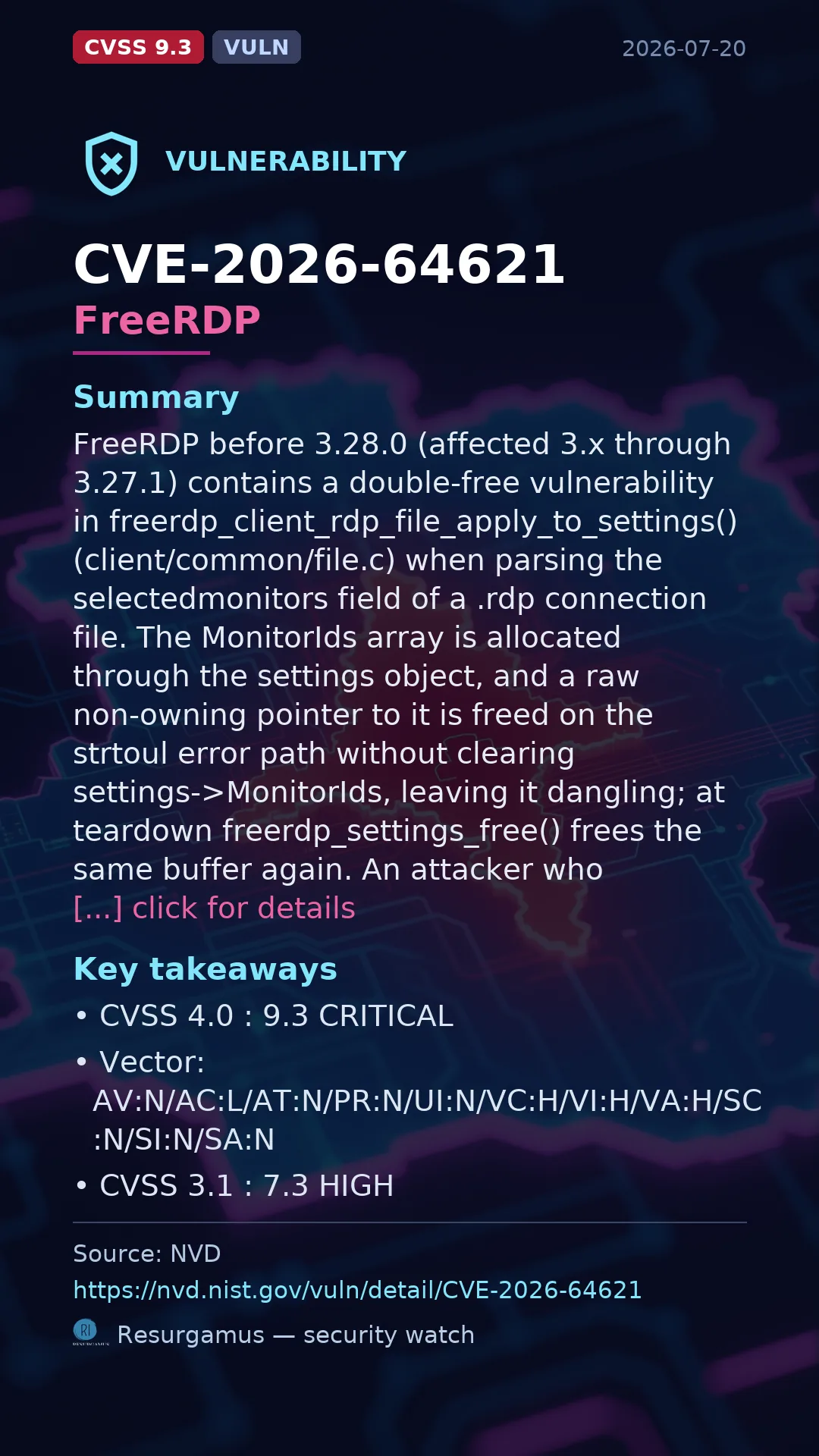 CVE-2026-64621 FreeRDP Vulnerability
