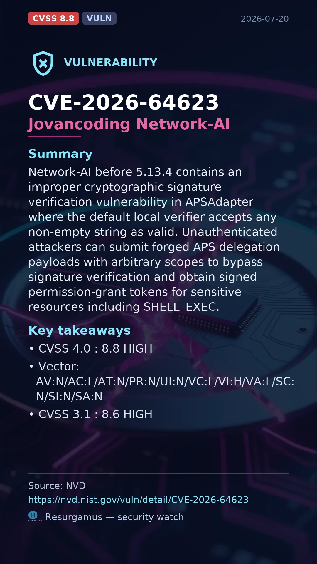 CVE-2026-64623 Jovancoding Network-AI Vulnerability
