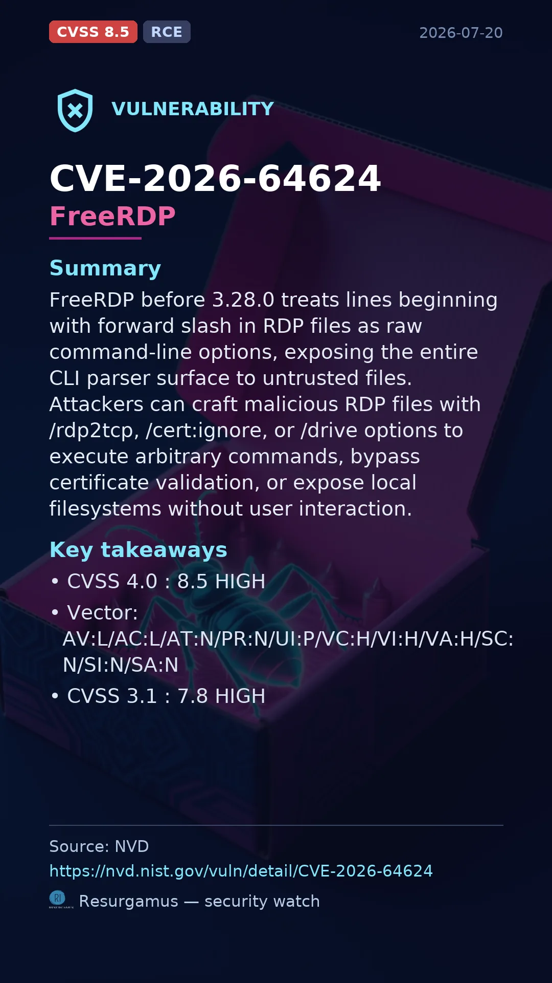 CVE-2026-64624 FreeRDP Vulnerability