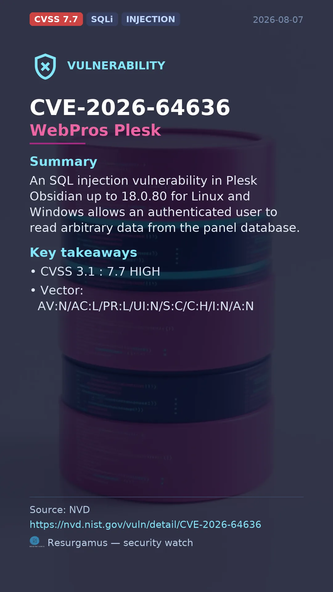 CVE-2026-64636 WebPros Plesk Vulnerability
