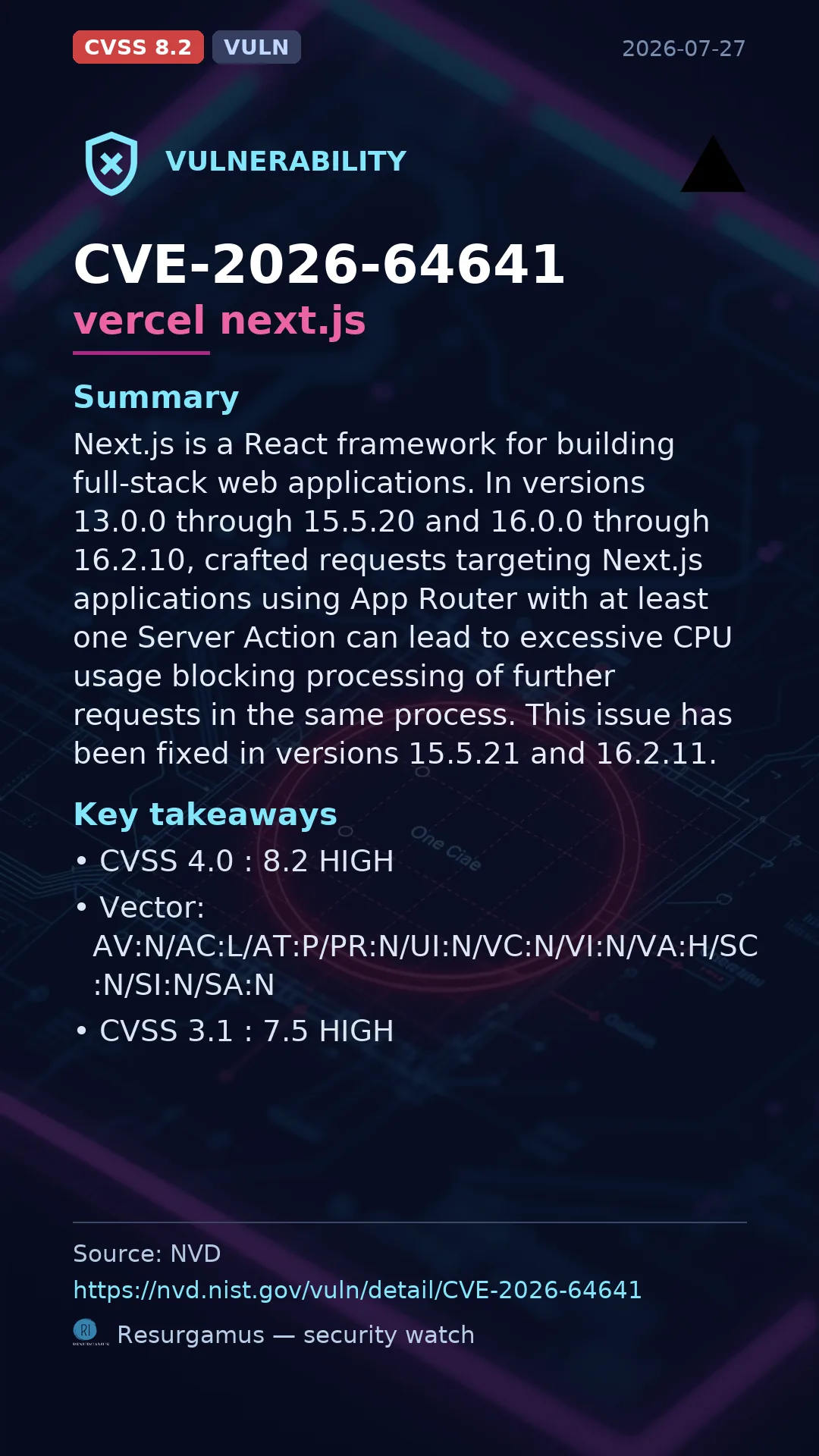 CVE-2026-64641 vercel next.js Vulnerability