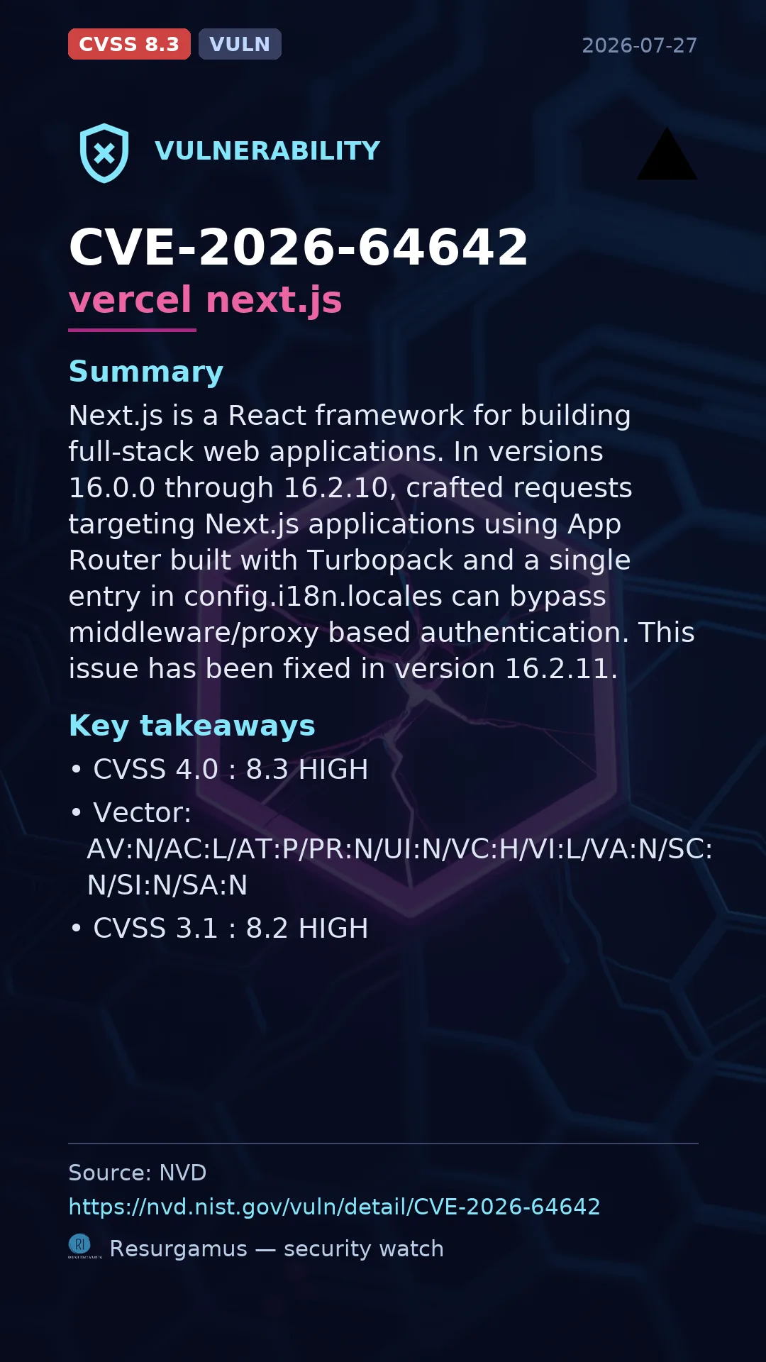 CVE-2026-64642 vercel next.js Vulnerability