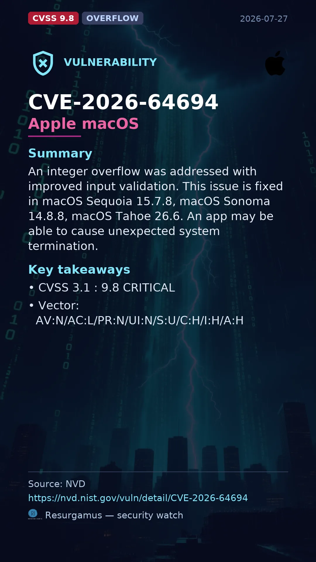 CVE-2026-64694 Apple macOS Vulnerability