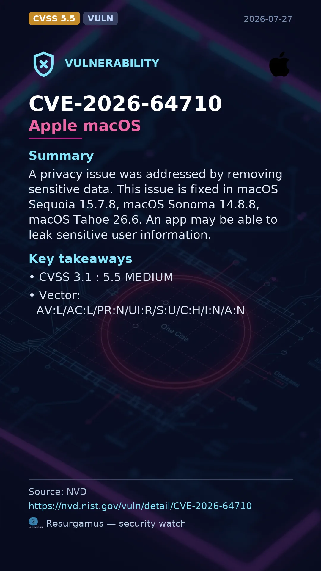 CVE-2026-64710 Apple macOS Vulnerability