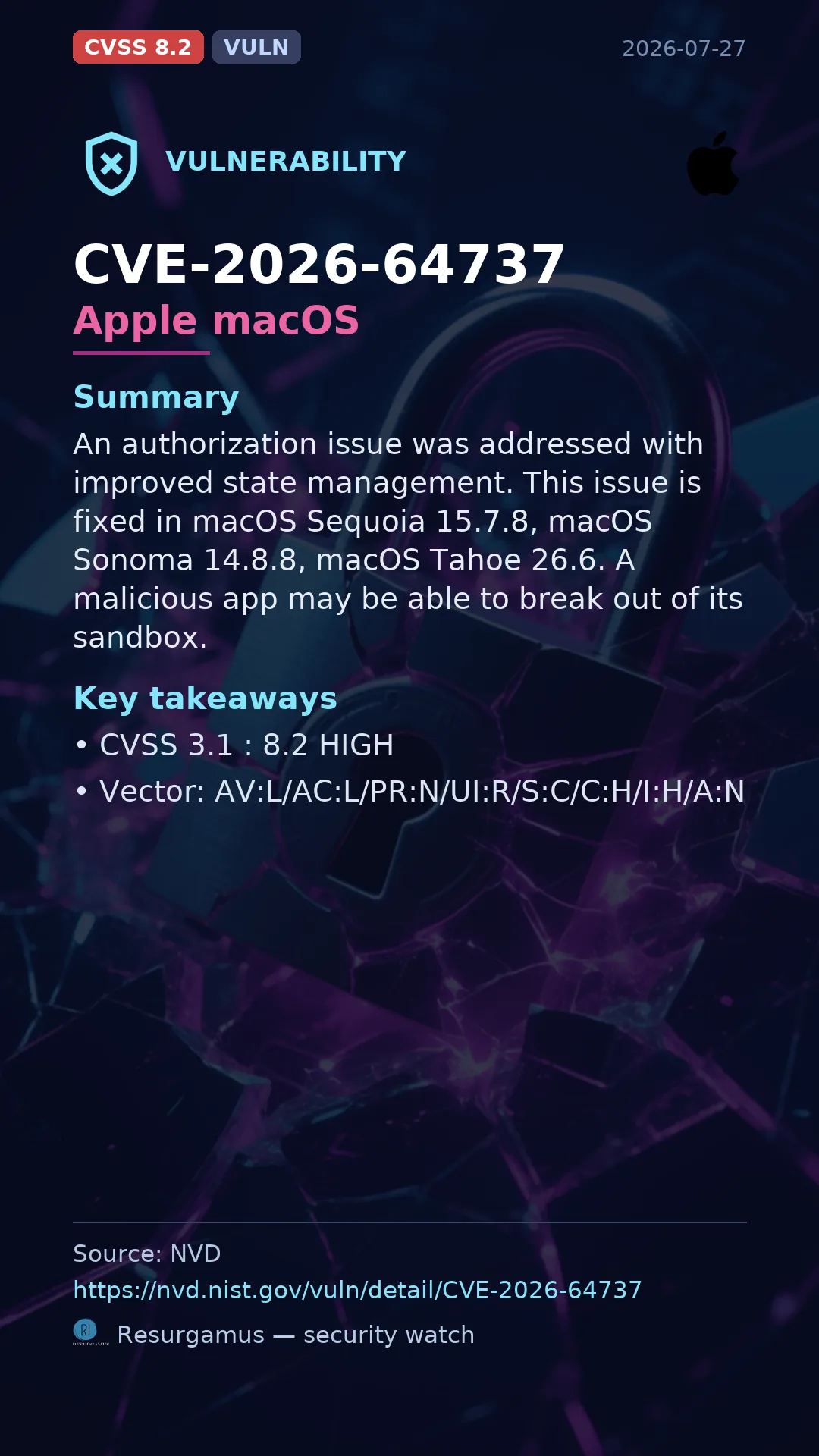 CVE-2026-64737 Apple macOS Vulnerability