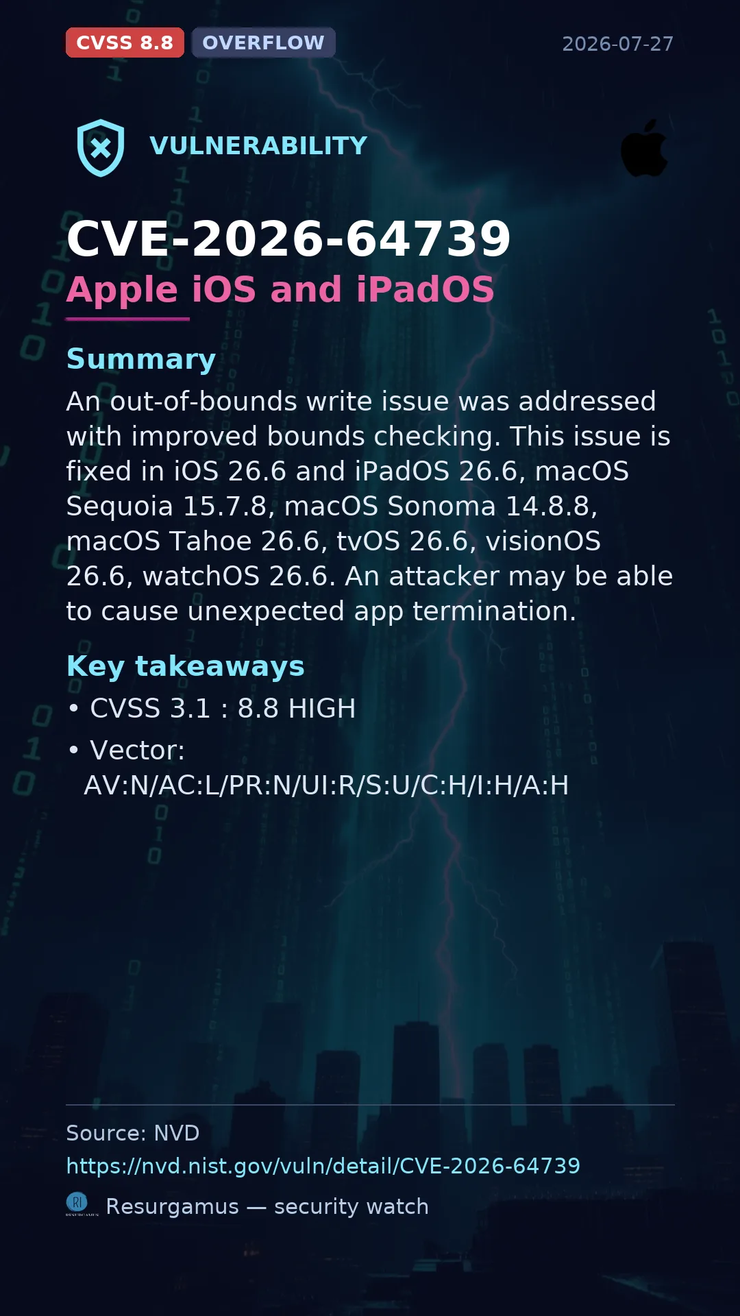 CVE-2026-64739 Apple iOS and iPadOS Vulnerability