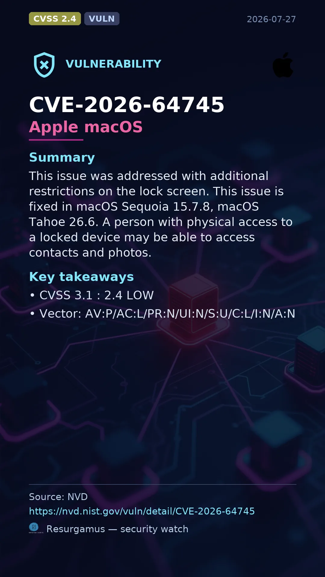 CVE-2026-64745 Apple macOS Vulnerability