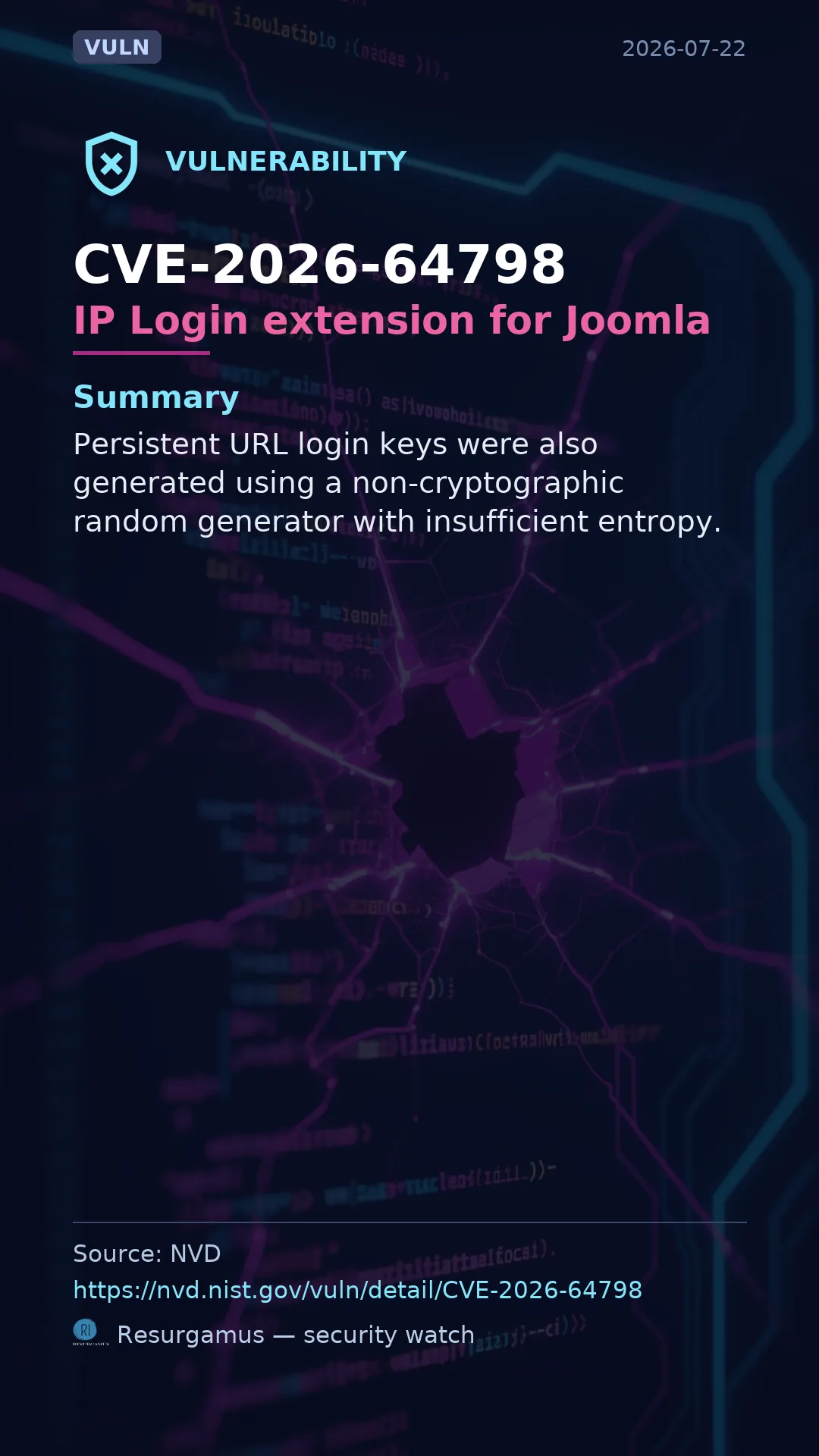 CVE-2026-64798 IP Login extension for Joomla Vulnerability