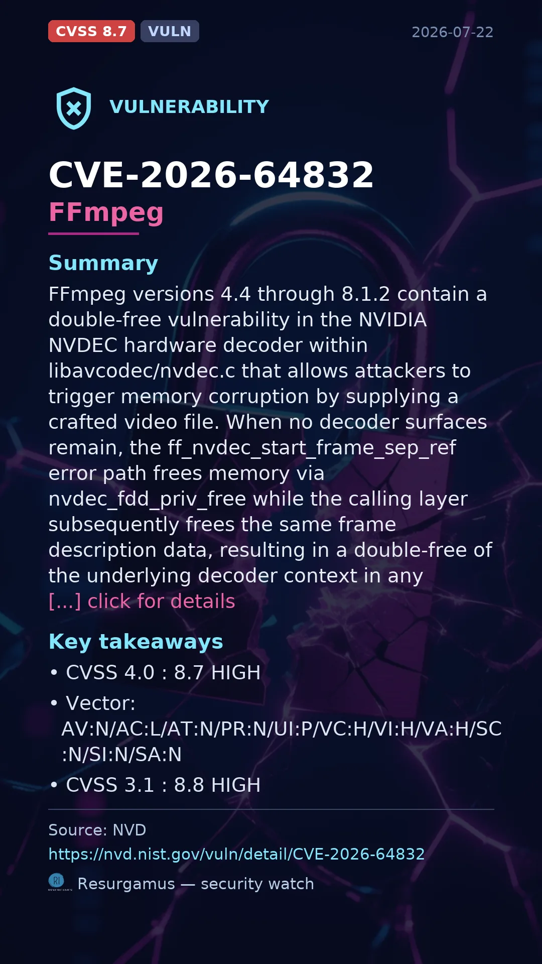 CVE-2026-64832 FFmpeg Vulnerability