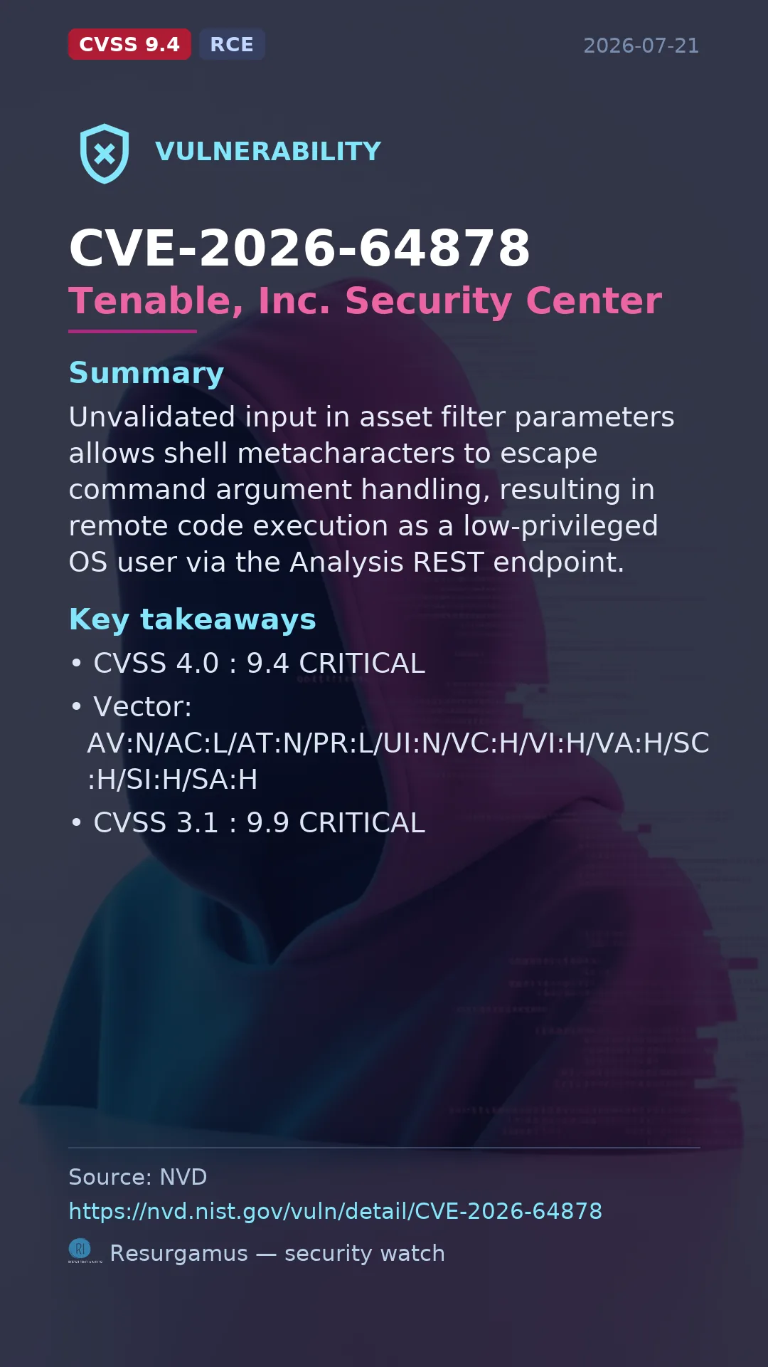 CVE-2026-64878 Tenable, Inc. Security Center Vulnerability